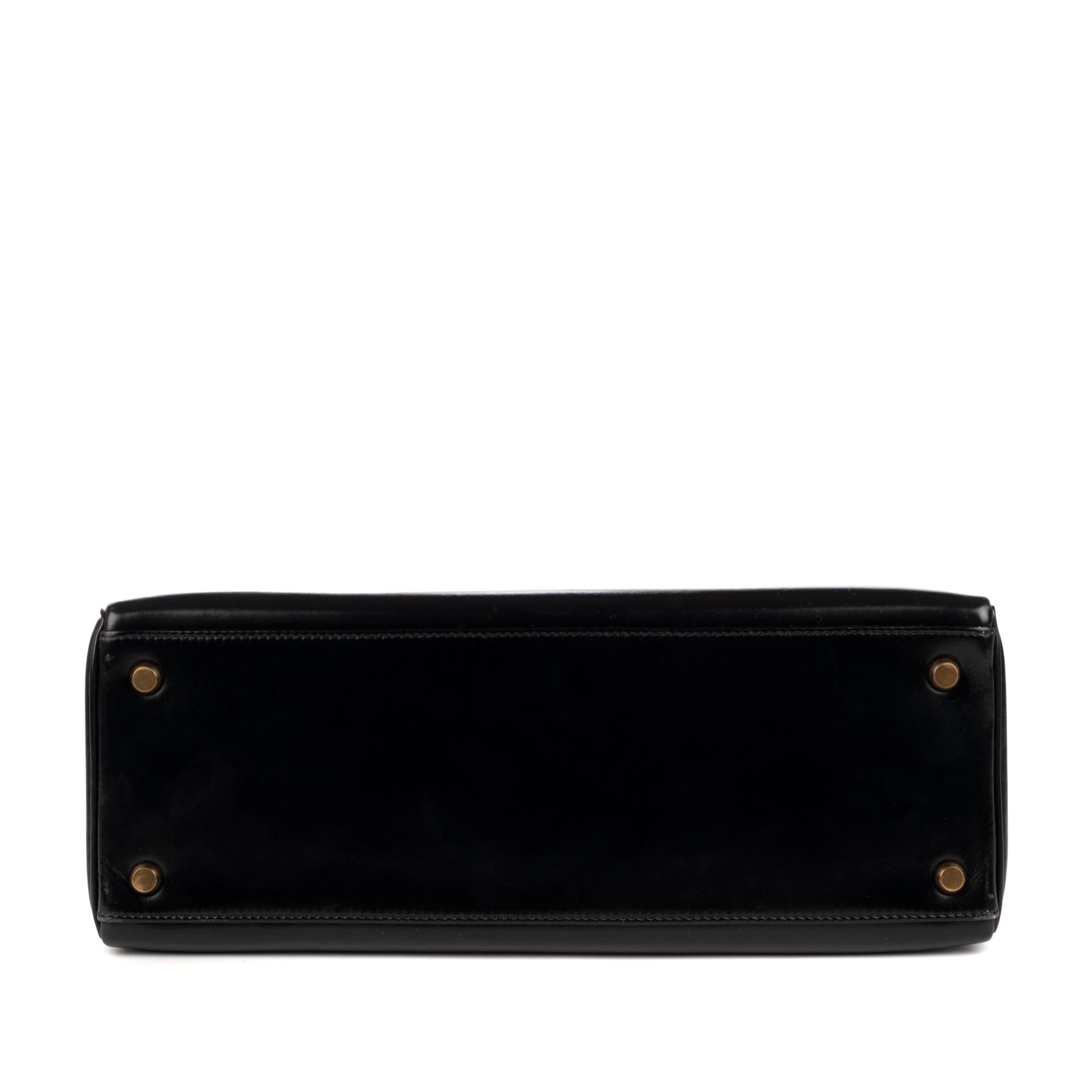 Hermes Kelly 32cm Black Box Leather Handbag 4
