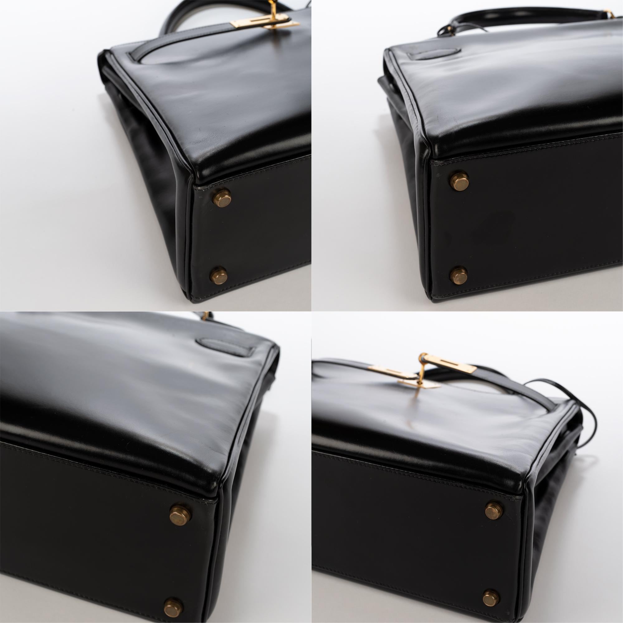 Hermes Kelly 32cm Black Box Leather Handbag 5