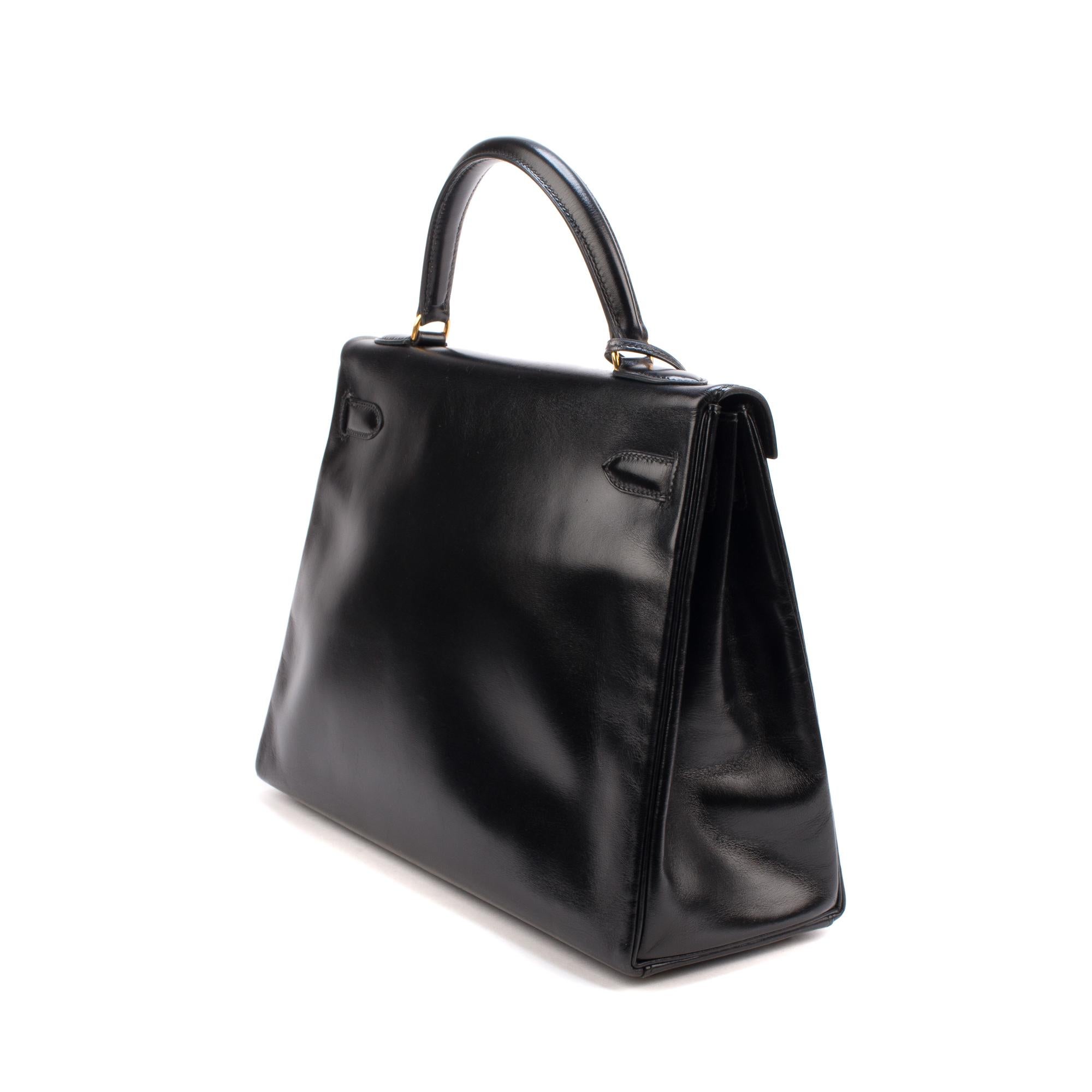 Hermes Kelly 32Cm Box Black In Good Condition In Paris, IDF