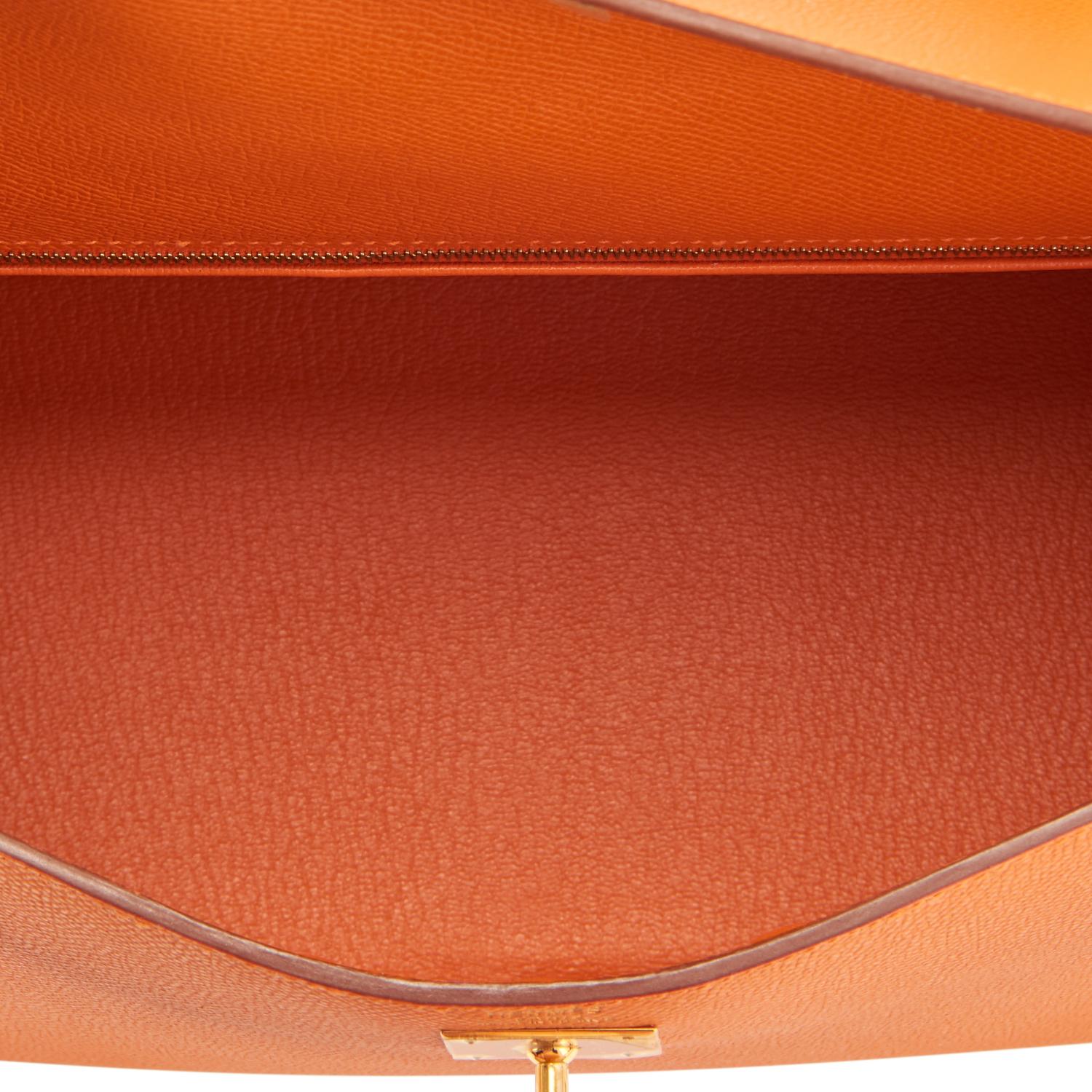 Hermes Kelly 32cm Classic Orange Epsom Gold Sellier Shoulder Bag ULTRA RARE NEW  1