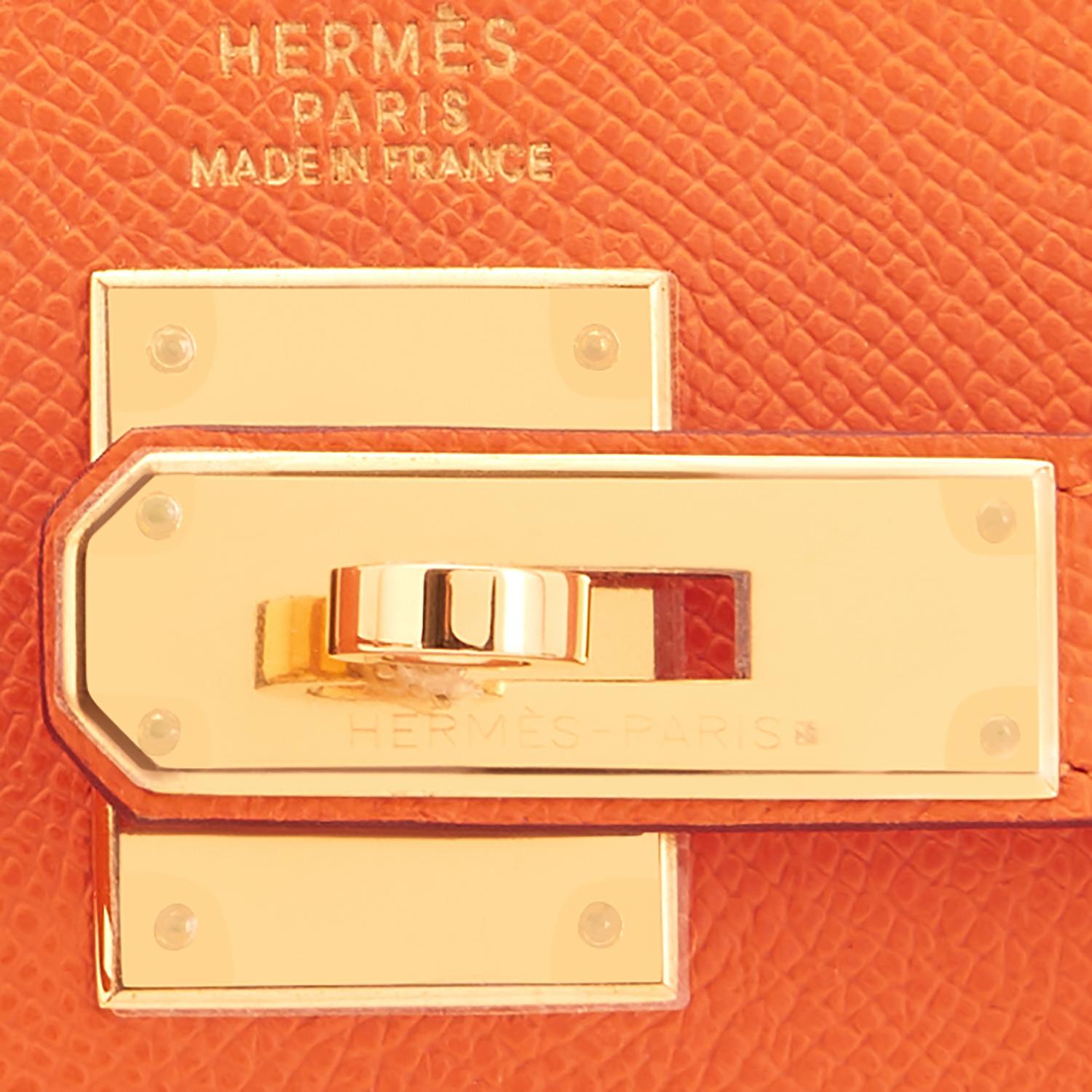 Hermes Kelly 32cm Classic Orange Epsom Gold Sellier Shoulder Bag ULTRA RARE NEW  3
