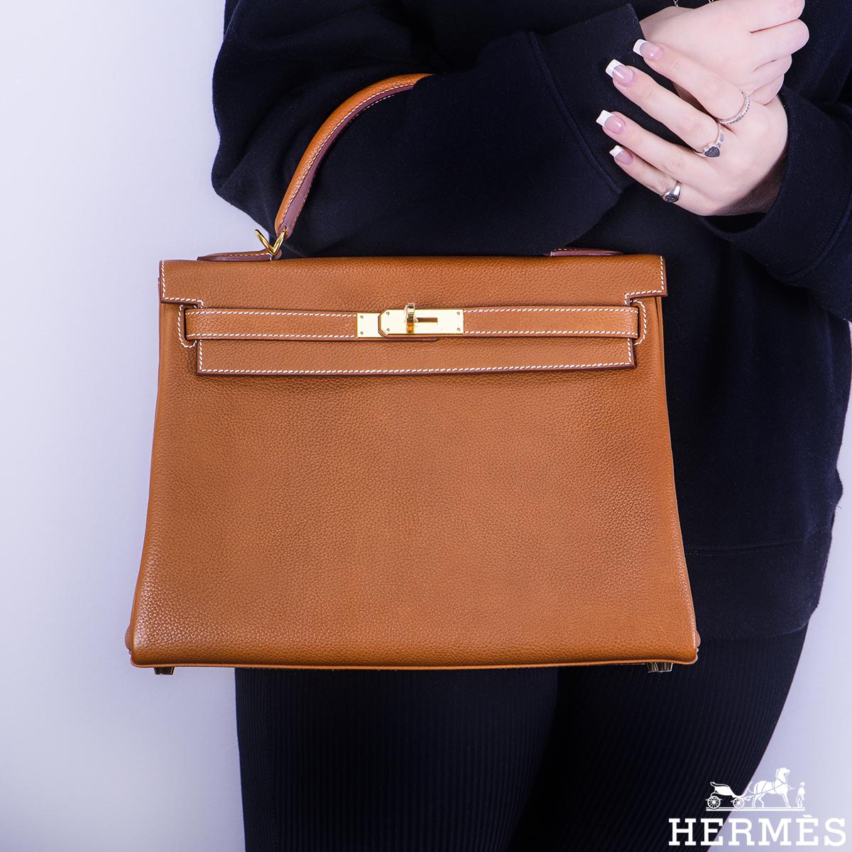 Hermés Kelly 32cm Fauve Barenia Faubourg GHW Handbag 3