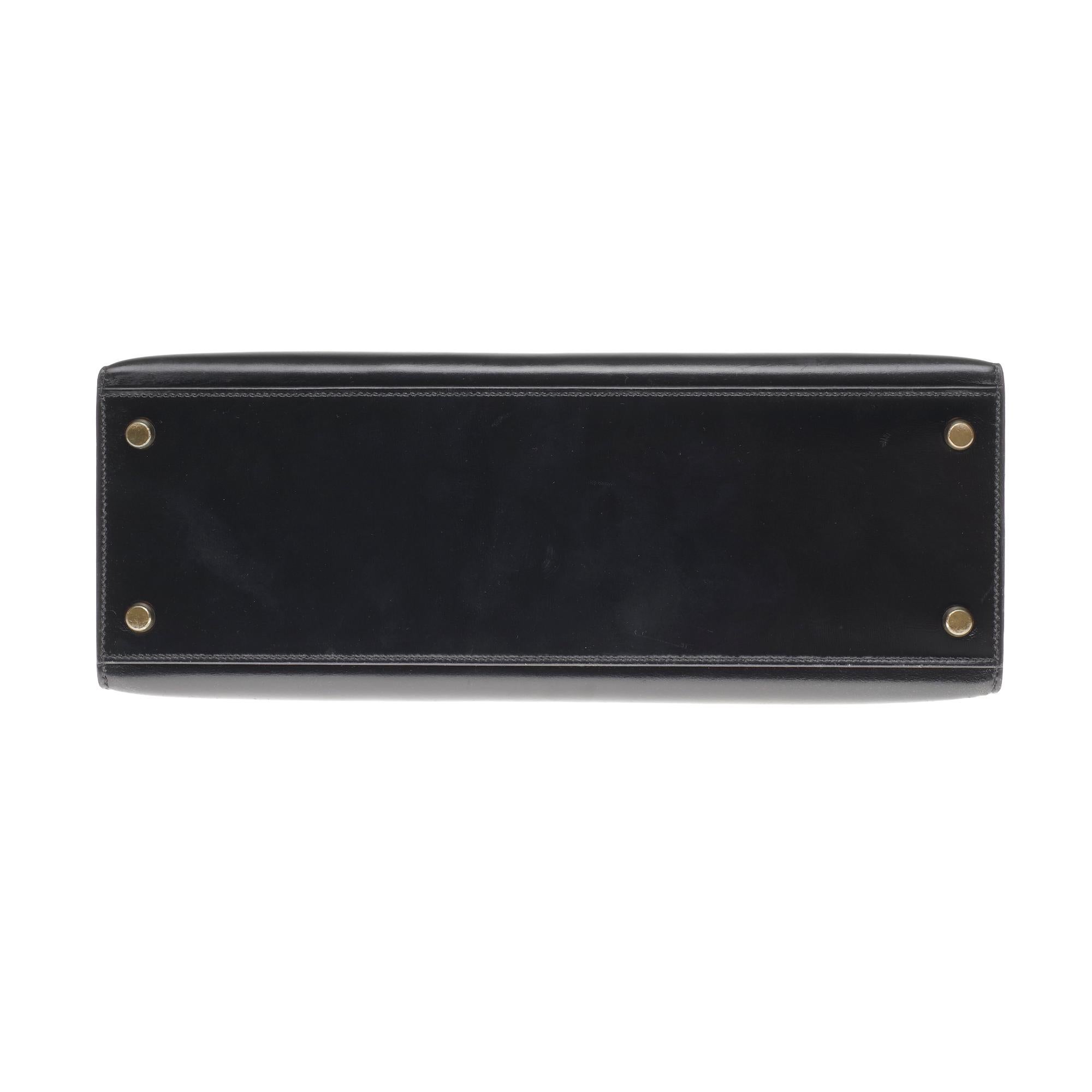 Hermès Kelly 32cm sellier handbag with strap in black calfskin, gold hardware! 4
