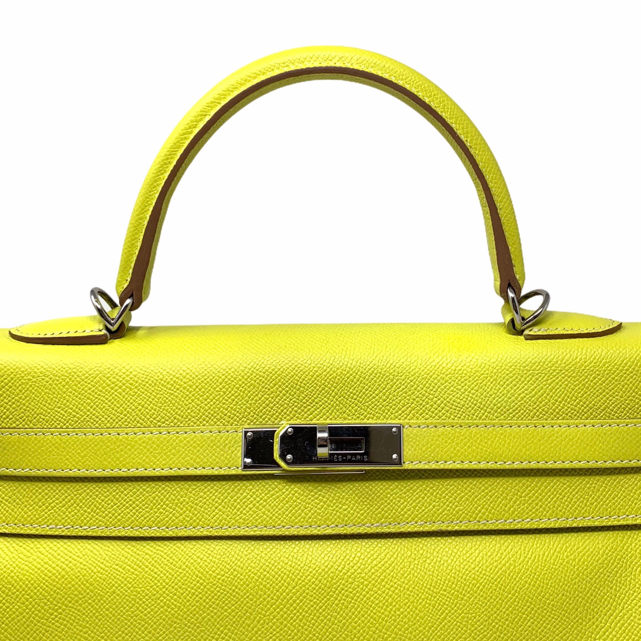 Yellow Hermès: KELLY 35 BAG IN LEATHER