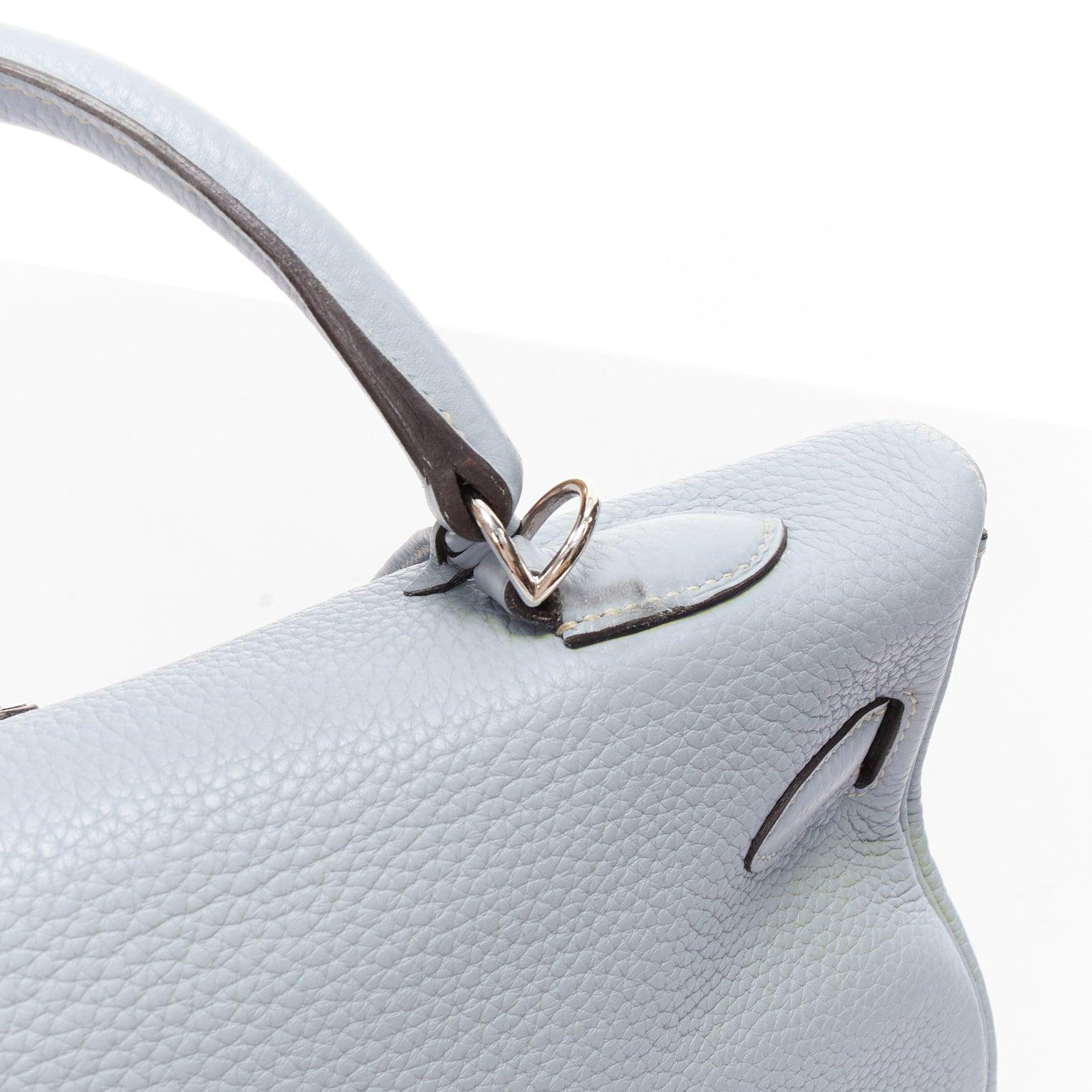 Hermès Kelly 35 Bleu Gacier Clemence sports canvas strap satchel bag For Sale 6