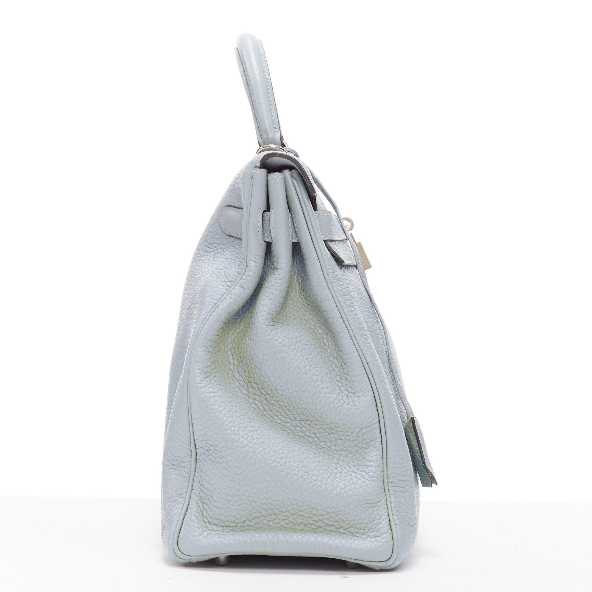 Women's Hermès Kelly 35 Bleu Gacier Clemence sports canvas strap satchel bag For Sale