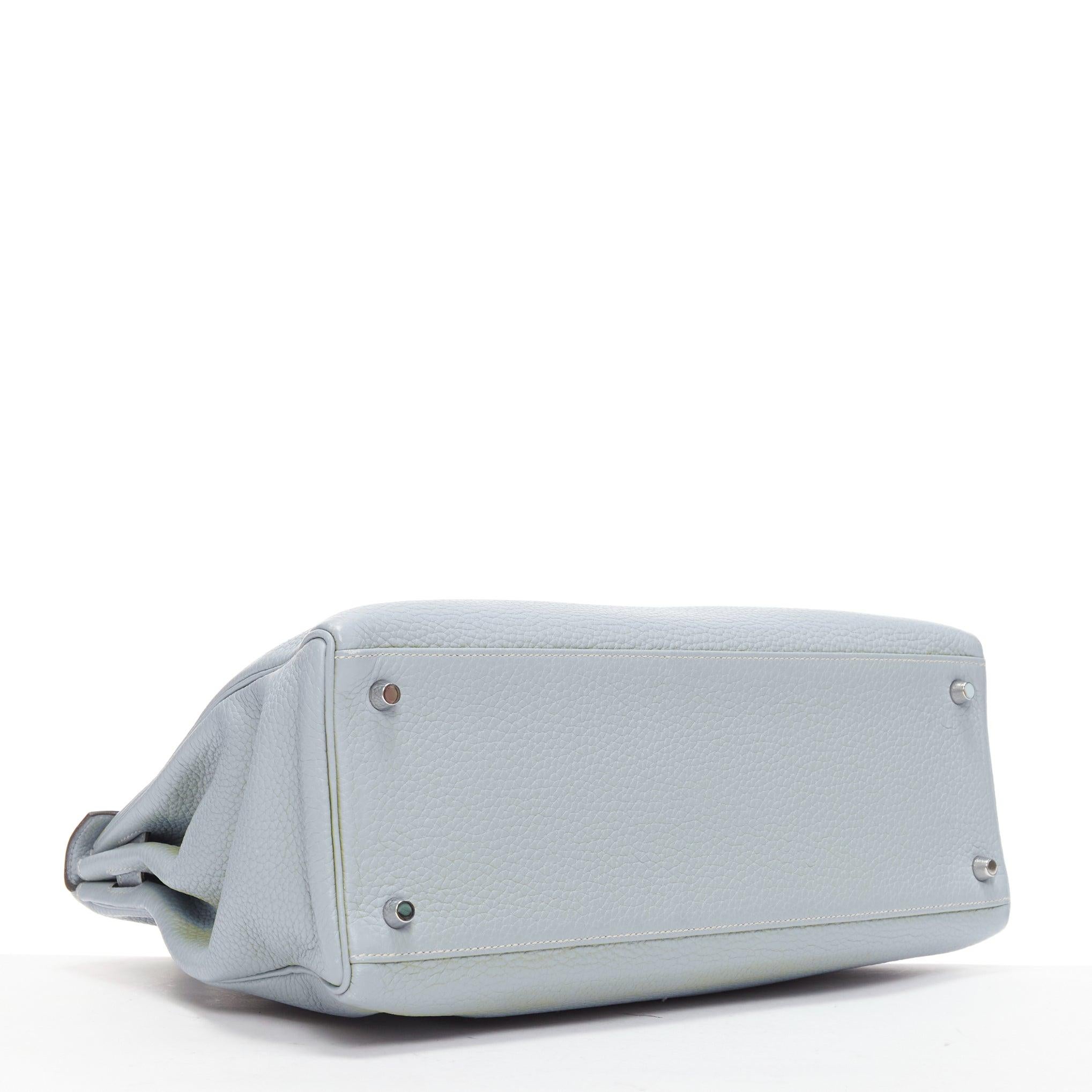 Hermès Kelly 35 Bleu Gacier Clemence sports canvas strap satchel bag For Sale 2