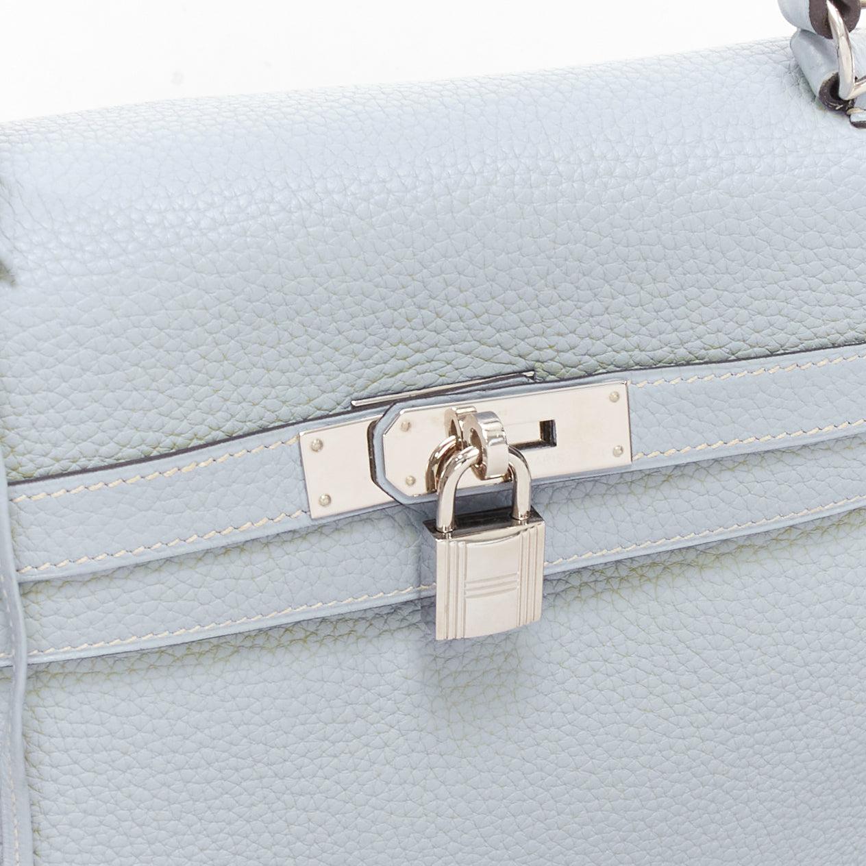 Hermès Kelly 35 Bleu Gacier Clemence sports canvas strap satchel bag For Sale 3