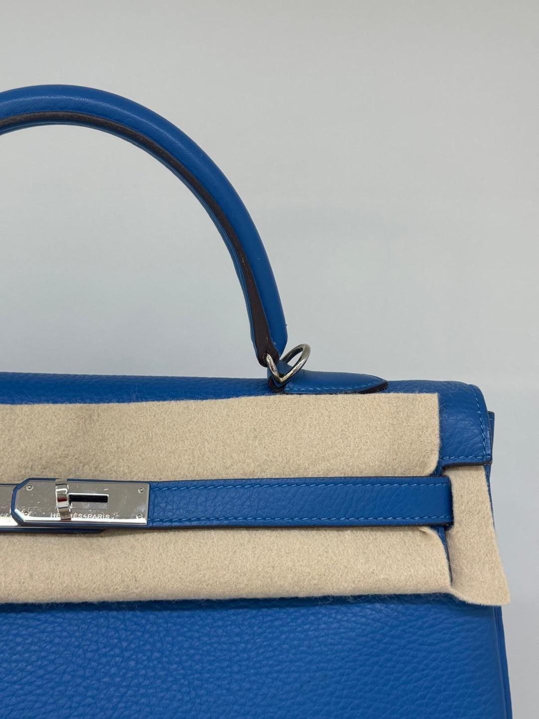 Hermes Kelly 35 Blue Mykonos PHW 7
