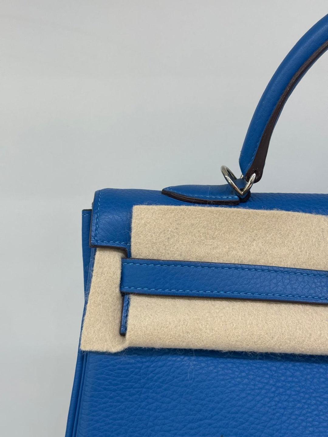 Hermes Kelly 35 Blue Mykonos PHW 8