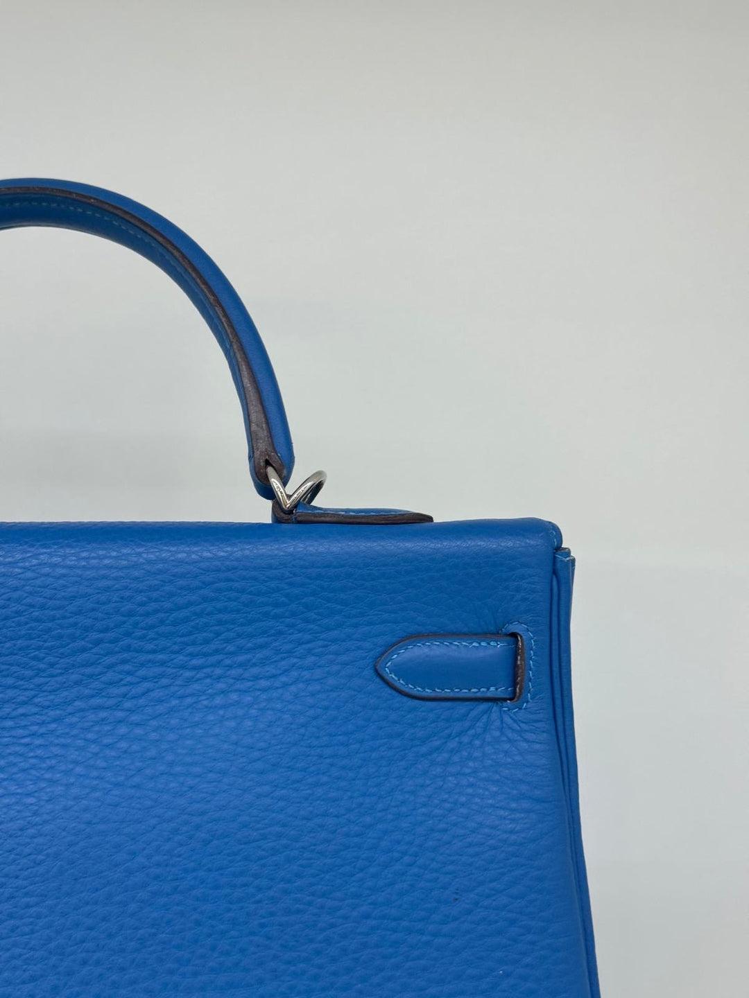 Hermes Kelly 35 Blue Mykonos PHW 4