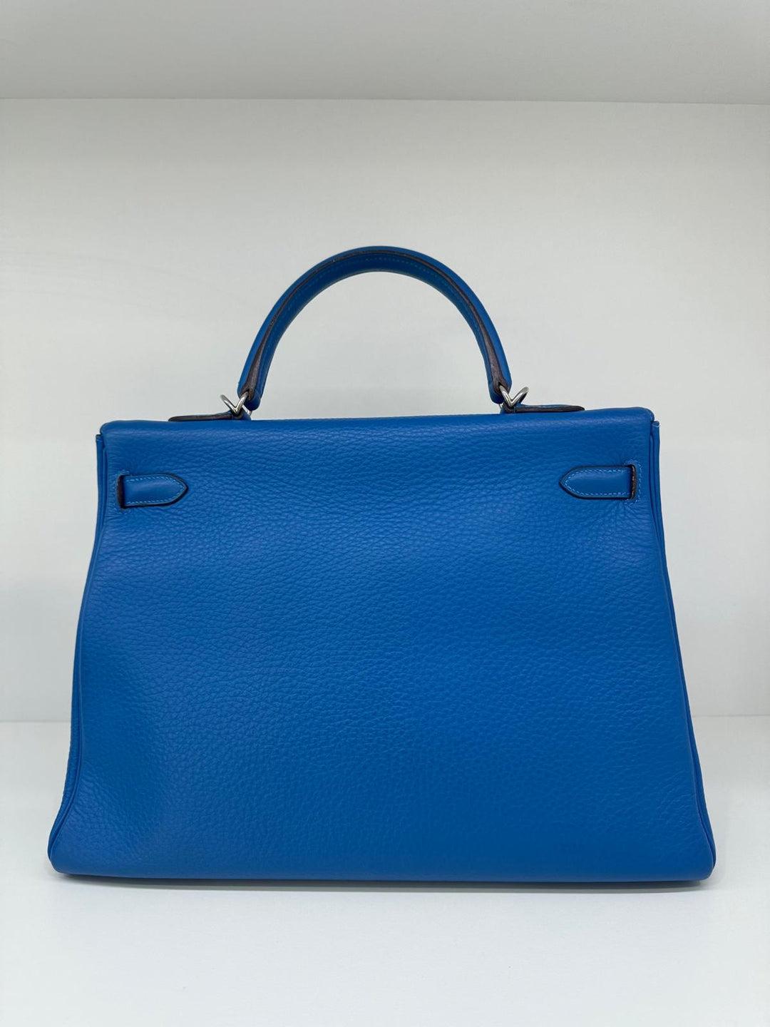 Hermes Kelly 35 Blue Mykonos PHW 5