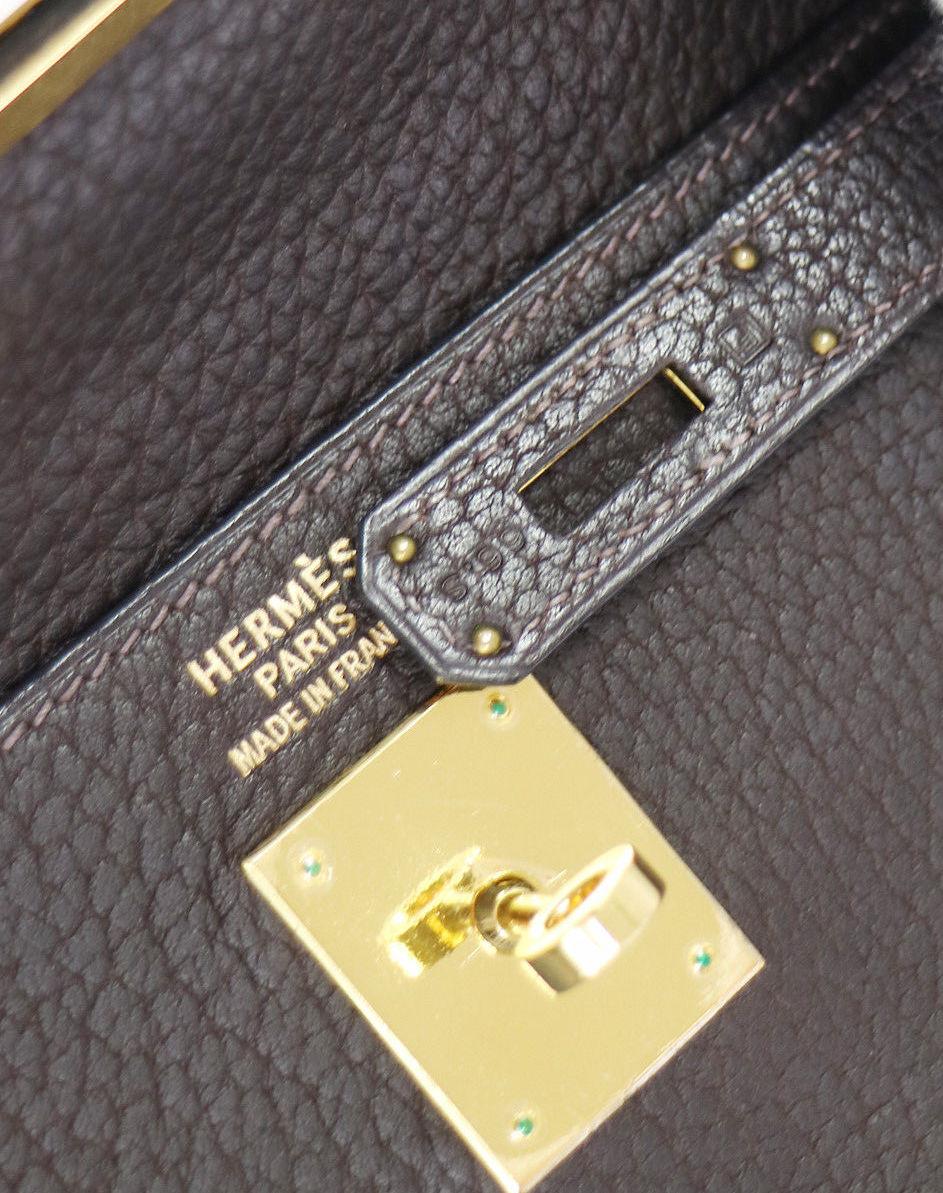Hermes Kelly 35 Brown Leather Gold Top Handle Satchel Shoulder Bag in Box 2