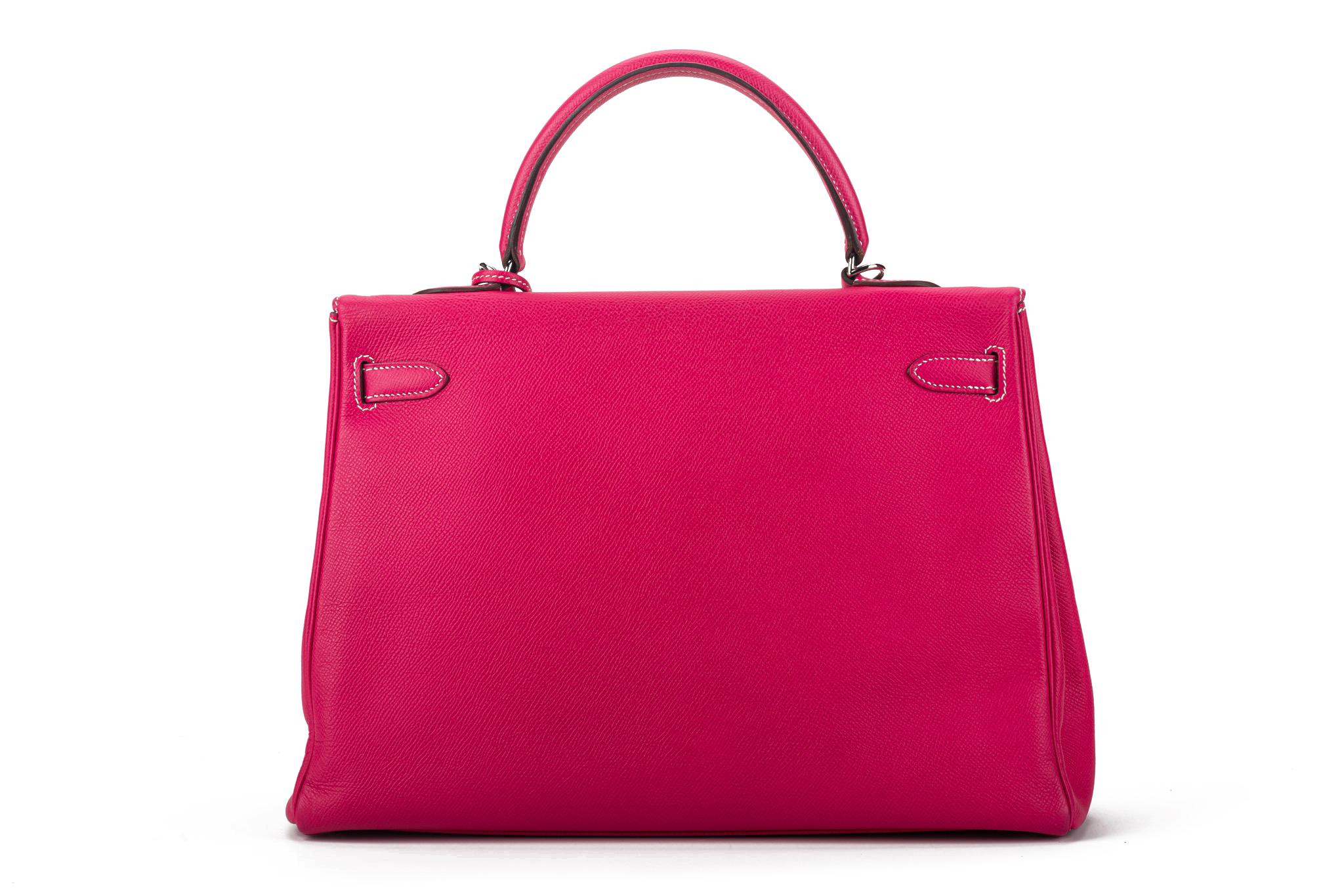 Hermes Kelly 35 Candy Rose Tyrien Bag In Excellent Condition In West Hollywood, CA
