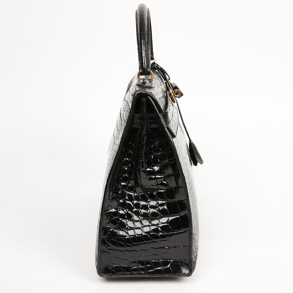 Hermes Kelly 35 Crocodile Black Bag In Good Condition In Paris, FR