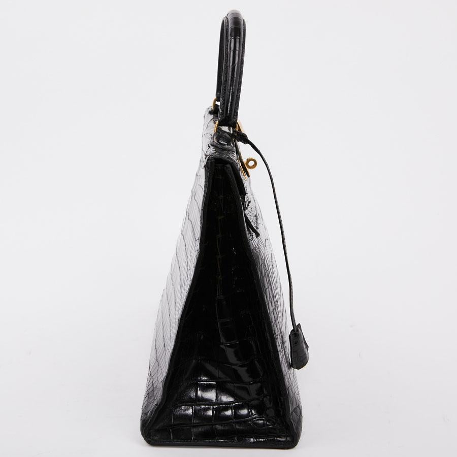 Women's HERMES Kelly 35 Crocodile Shiny Black Bag For Sale