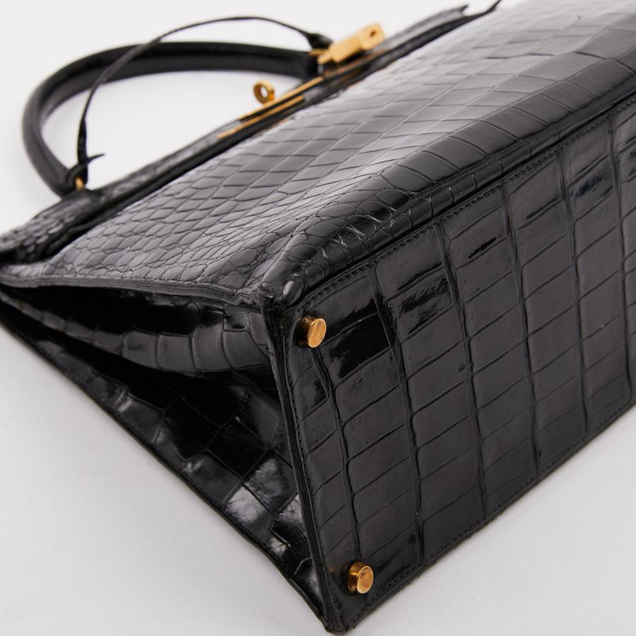HERMES Kelly 35 Crocodile Shiny Black Bag For Sale 1