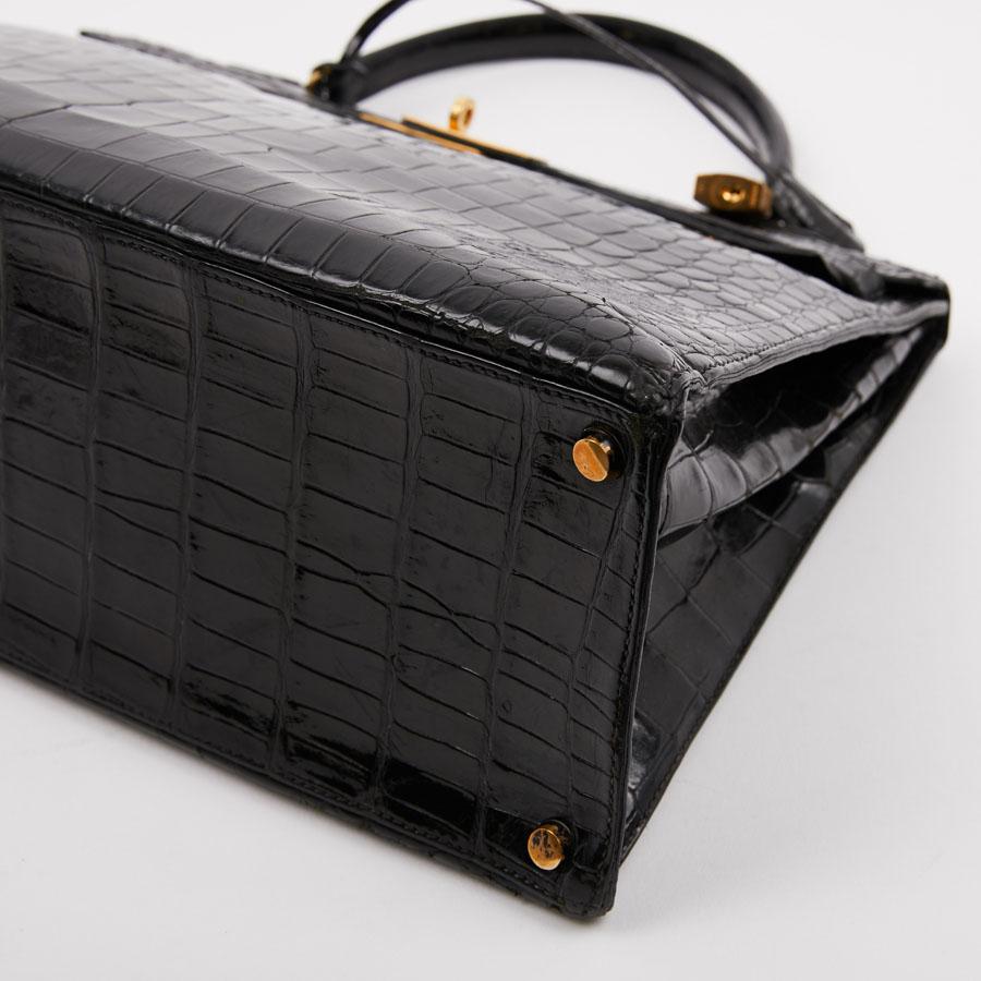 HERMES Kelly 35 Crocodile Shiny Black Bag For Sale 3