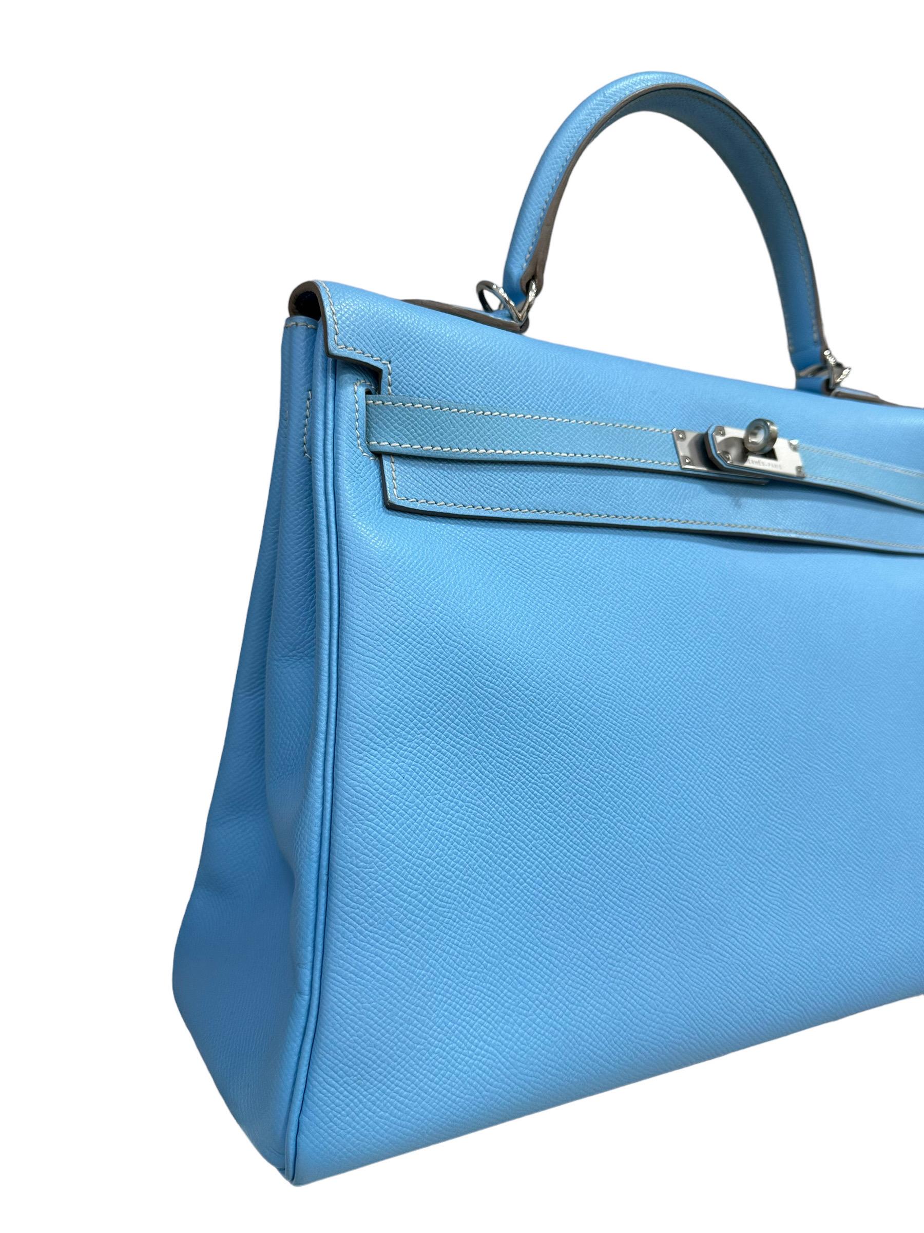 Blue Hermès Kelly 35 Epsom Bleu Paradise 2011 For Sale