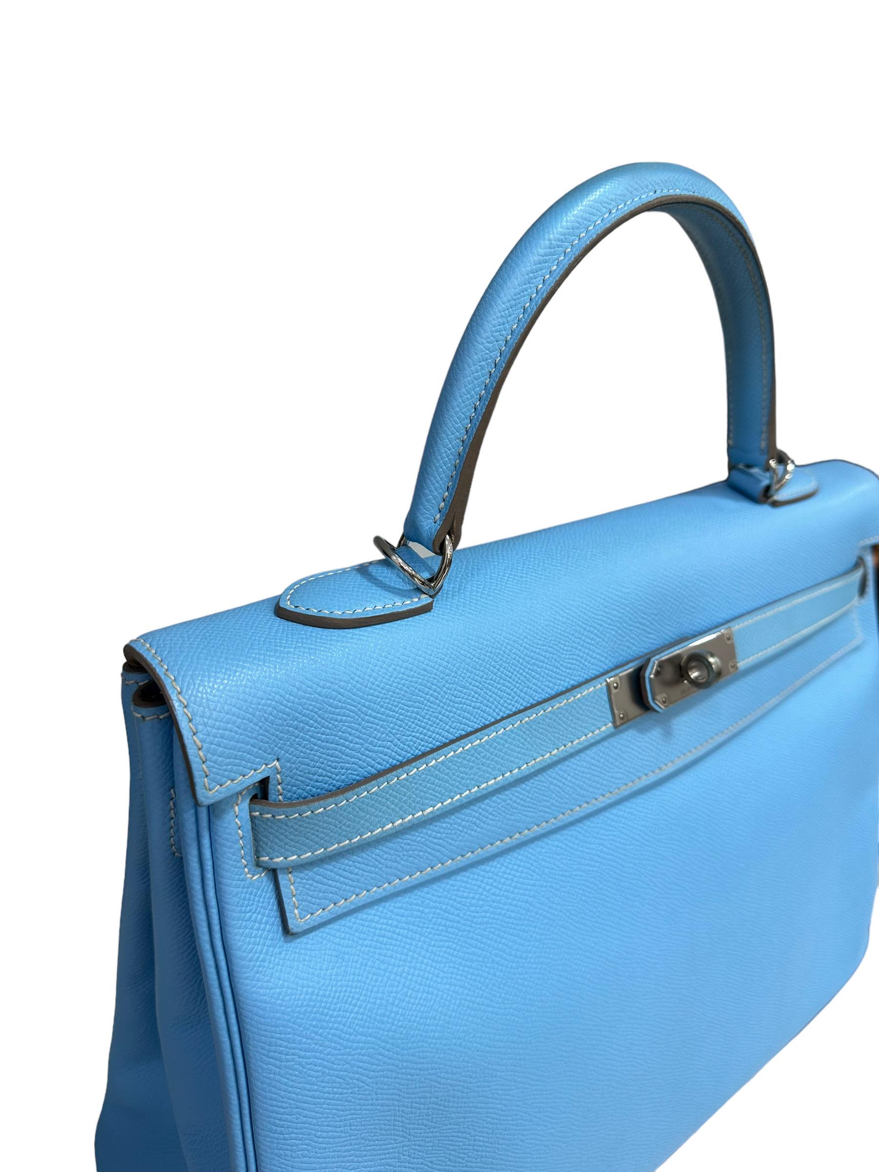 Hermès Kelly 35 Epsom Bleu Paradise 2011 In Excellent Condition For Sale In Torre Del Greco, IT