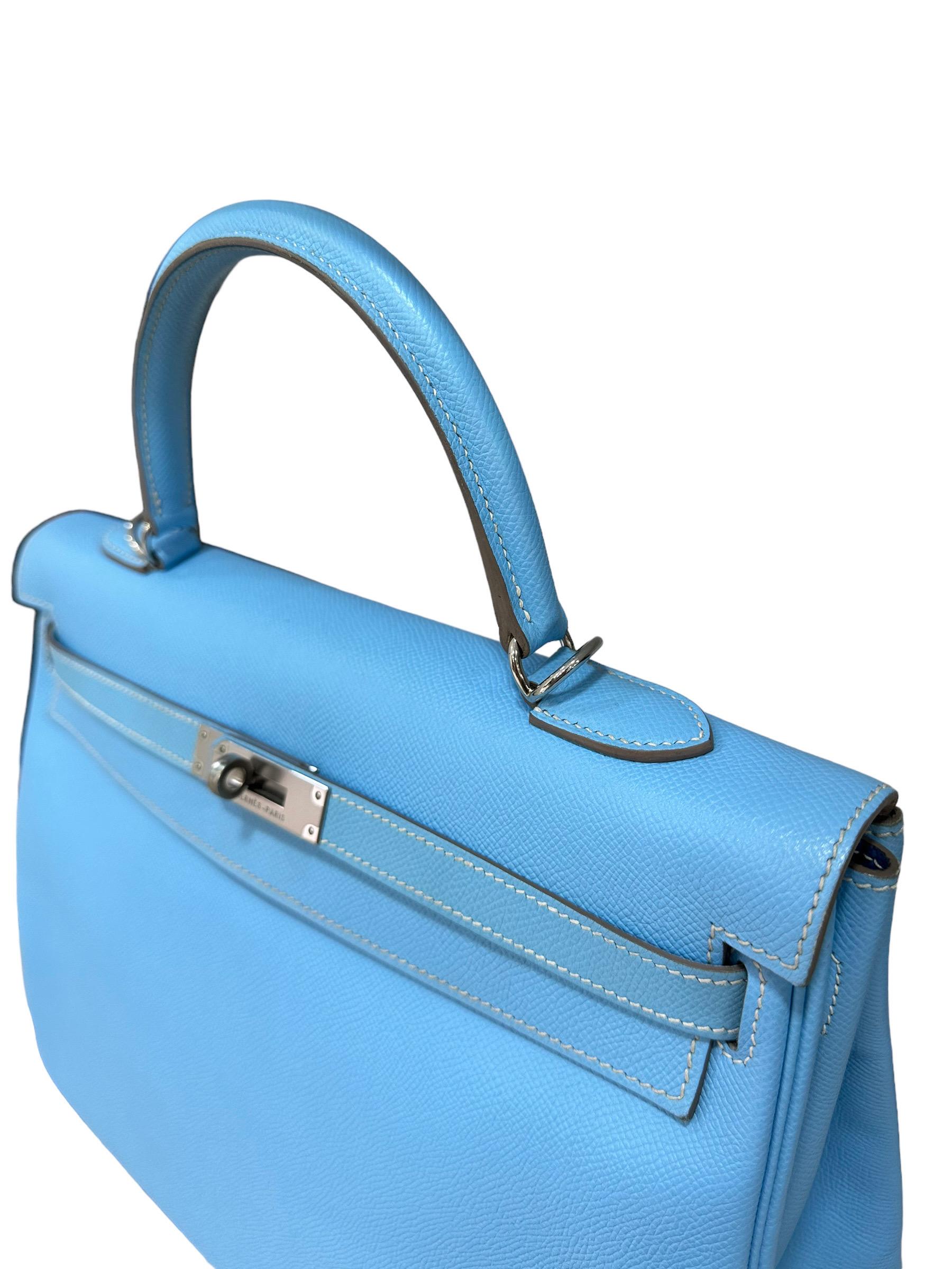 Women's Hermès Kelly 35 Epsom Bleu Paradise 2011 For Sale