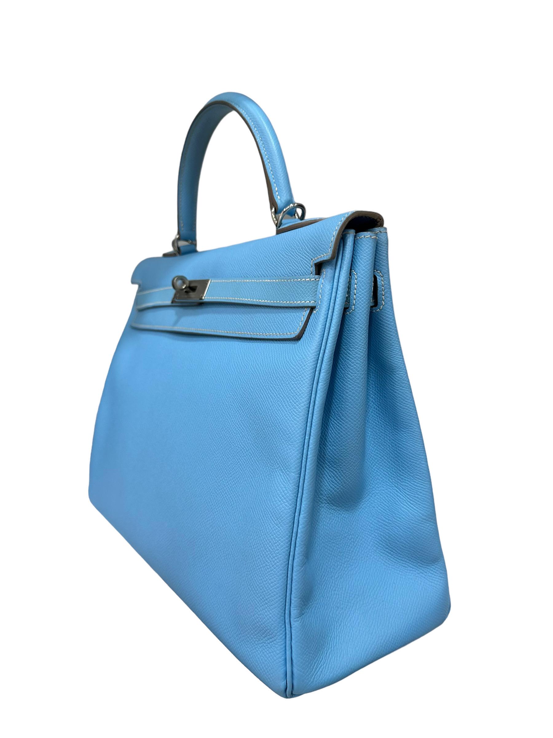 Women's Hermès Kelly 35 Epsom Bleu Paradise 2011 For Sale