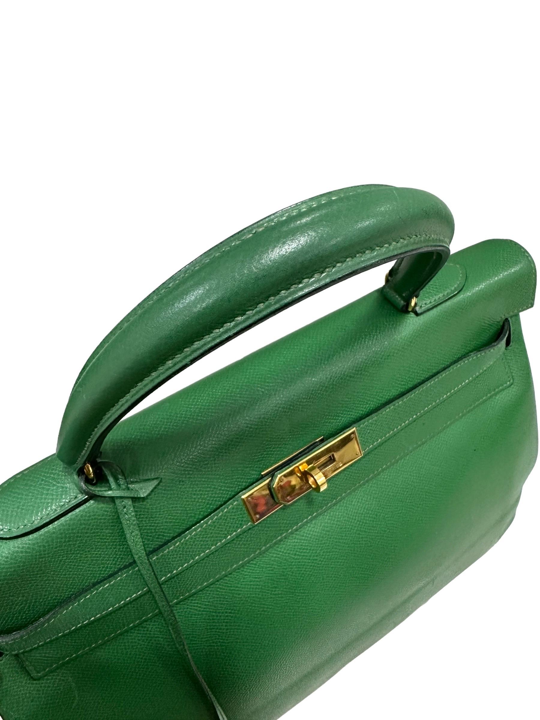 Hermès Kelly 35 Epsom Leather Vert Bengale Top Handle Bag 4