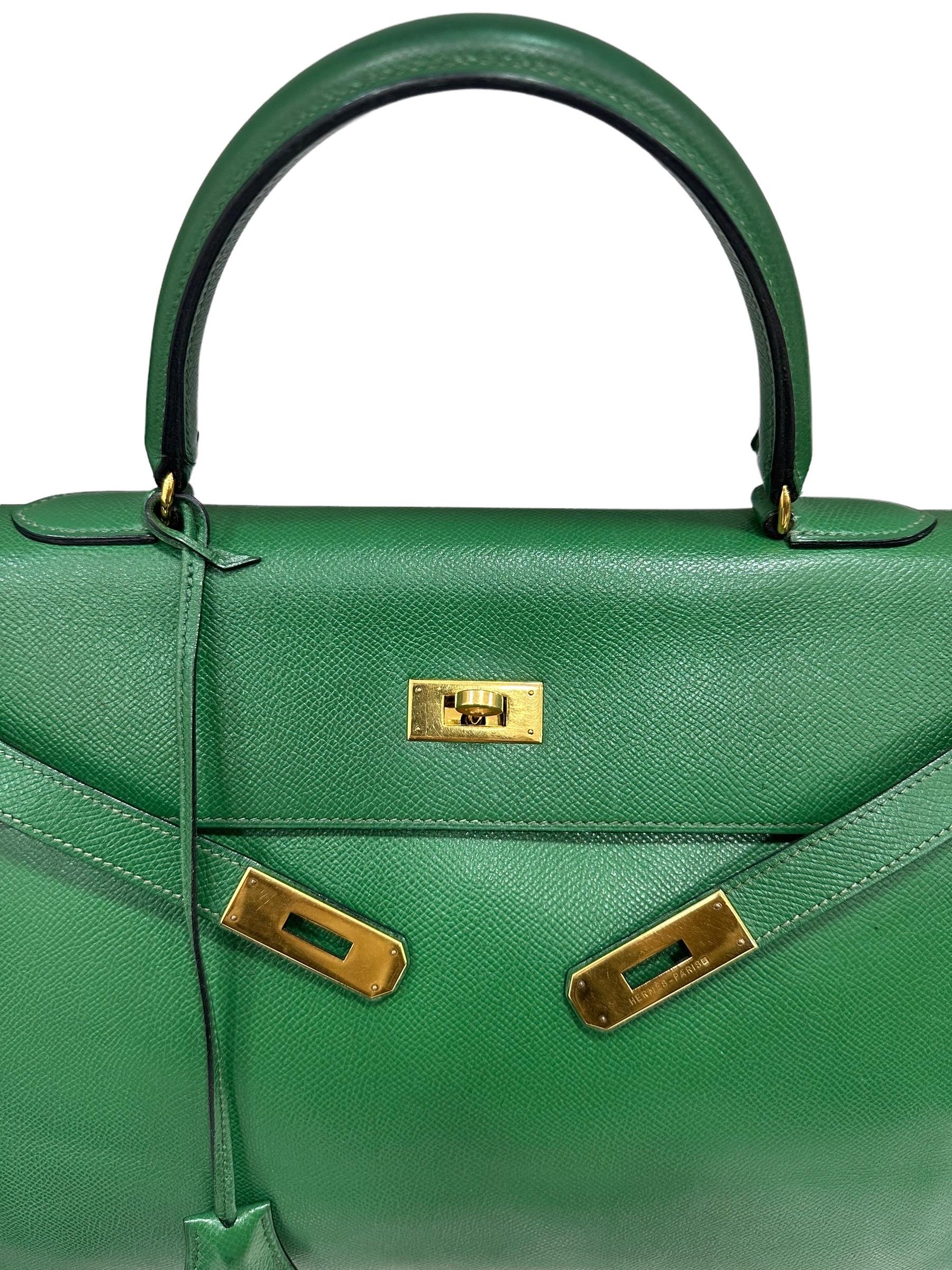 Hermès Kelly 35 Epsom Leather Vert Bengale Top Handle Bag 5