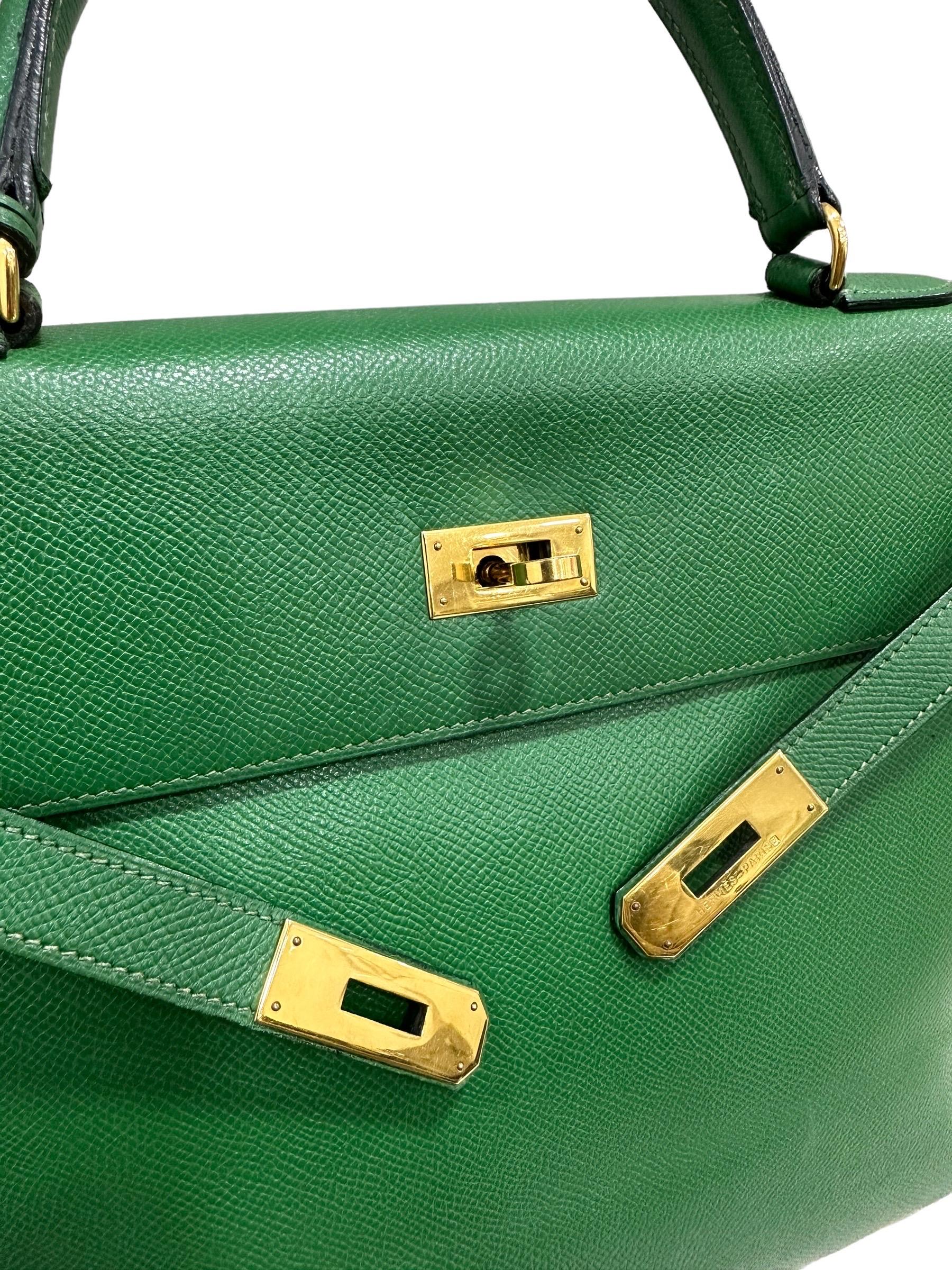 Hermès Kelly 35 Epsom Leather Vert Bengale Top Handle Bag 6