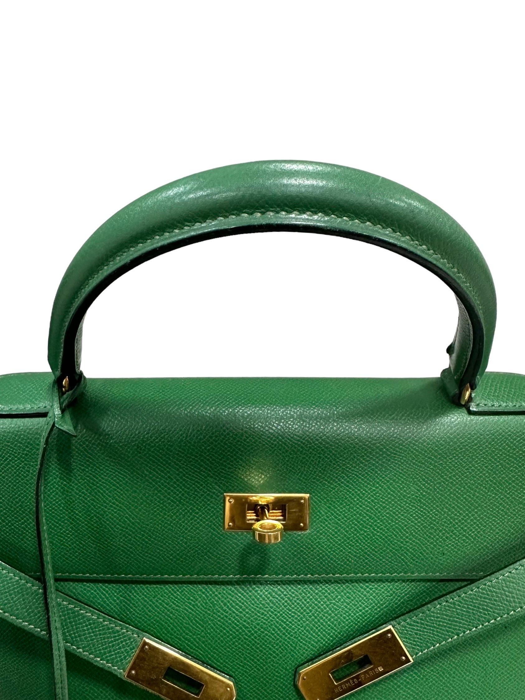 Hermès Kelly 35 Epsom Leather Vert Bengale Top Handle Bag 7