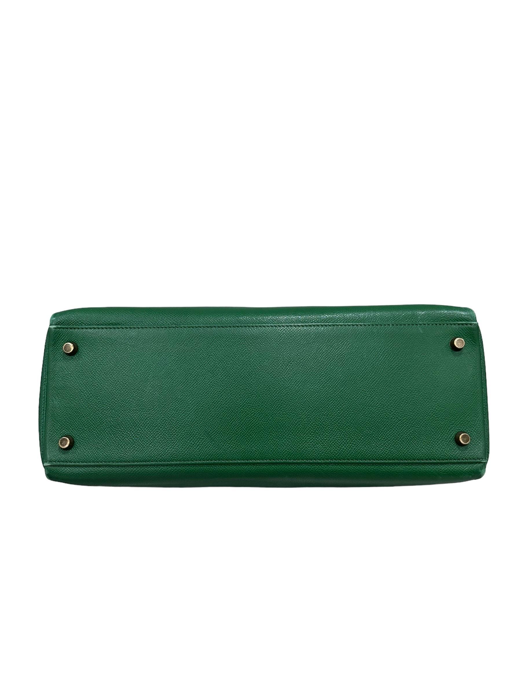 Hermès Kelly 35 Epsom Leather Vert Bengale Top Handle Bag In Good Condition In Torre Del Greco, IT