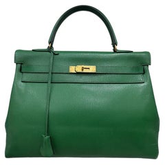 Hermès Kelly 35 Epsom Leather Vert Bengale Top Handle Bag