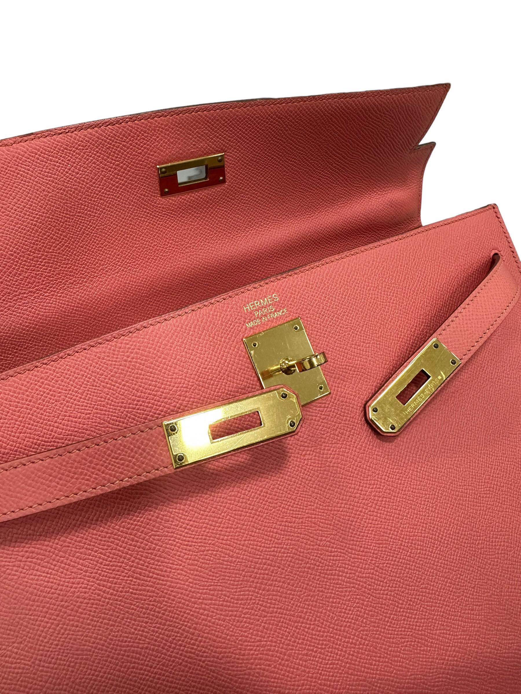 Hermès Kelly 35 Epsom Rose Jaipur Top Handle Bag 8