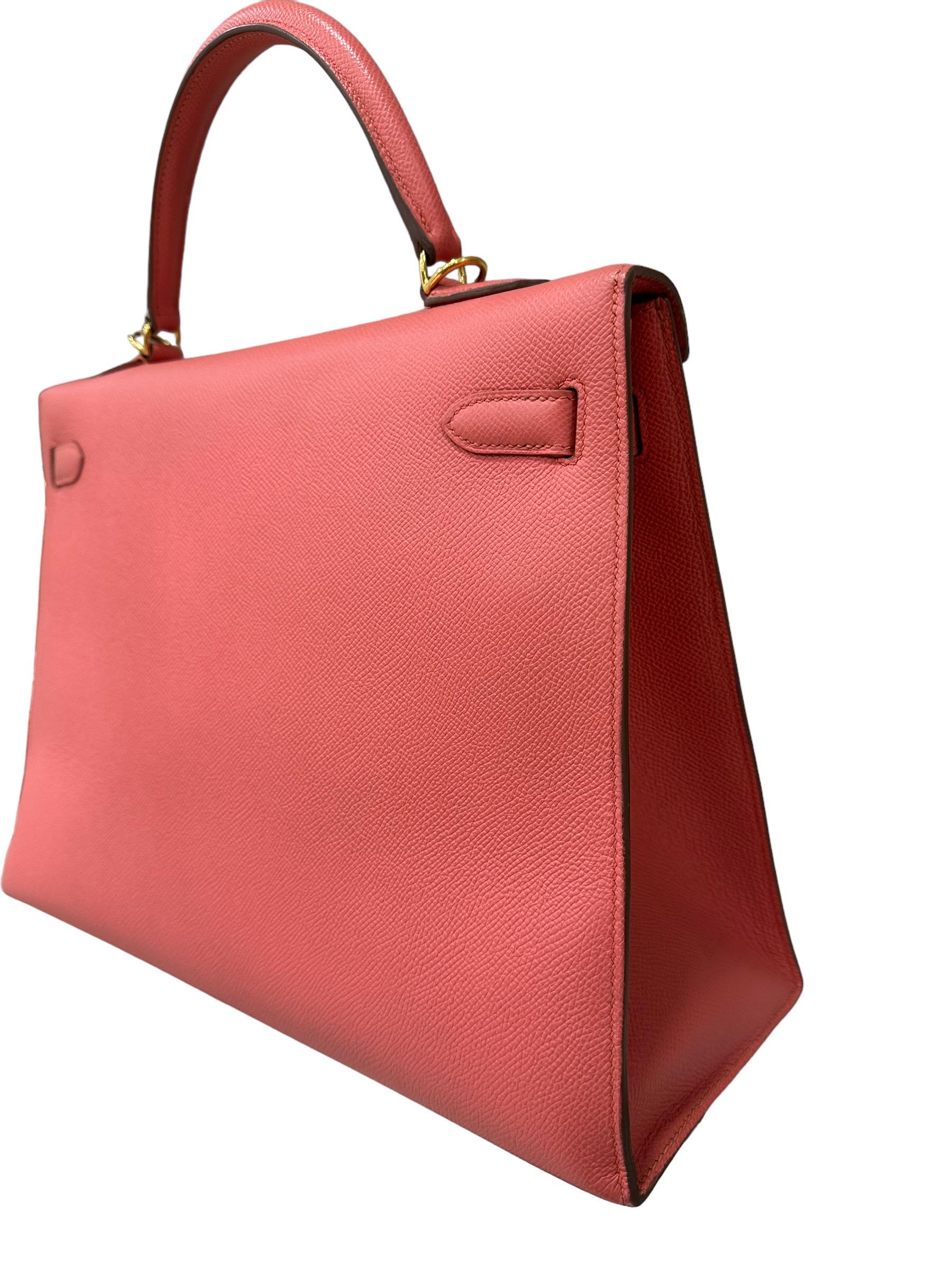 Hermès Kelly 35 Epsom Rose Jaipur Top Handle Bag 9