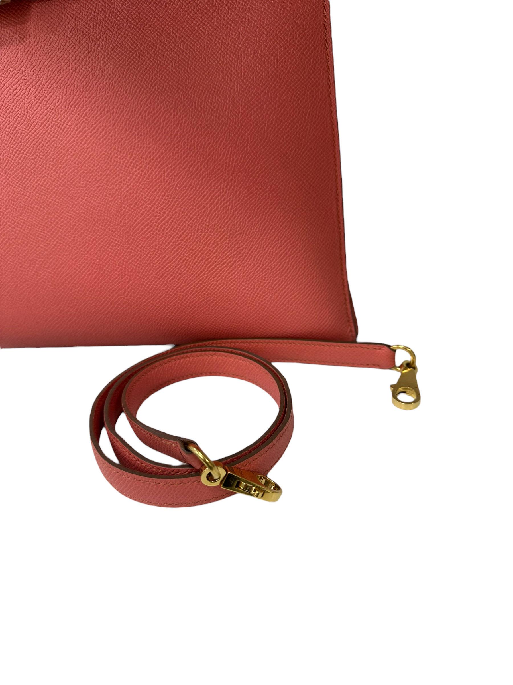 Hermès Kelly 35 Epsom Rose Jaipur Top Handle Bag 10