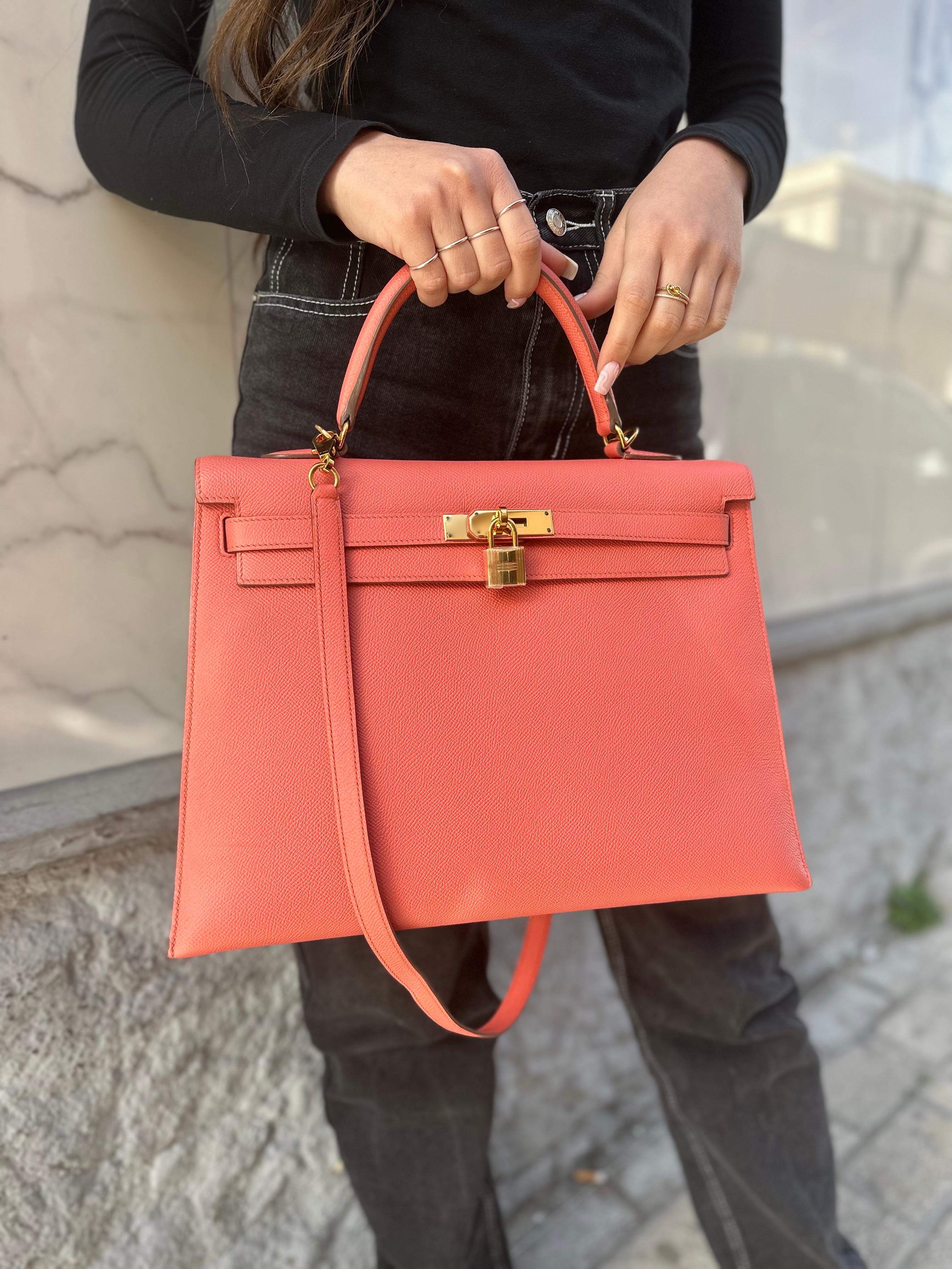 Hermès Kelly 35 Epsom Rose Jaipur Top Handle Bag 14