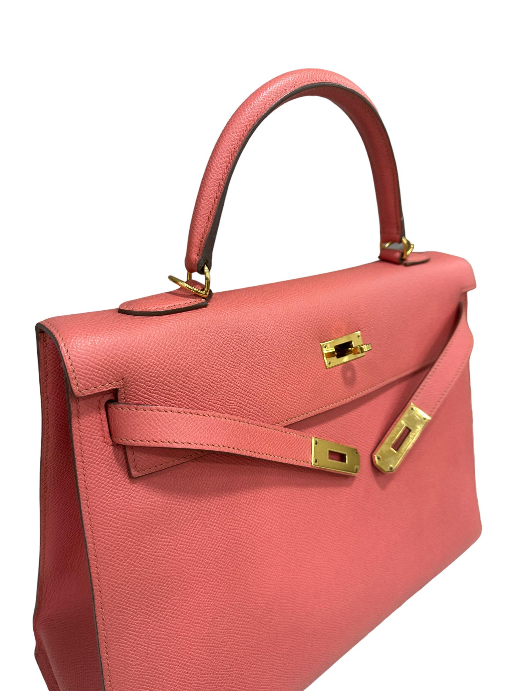 Women's Hermès Kelly 35 Epsom Rose Jaipur Top Handle Bag