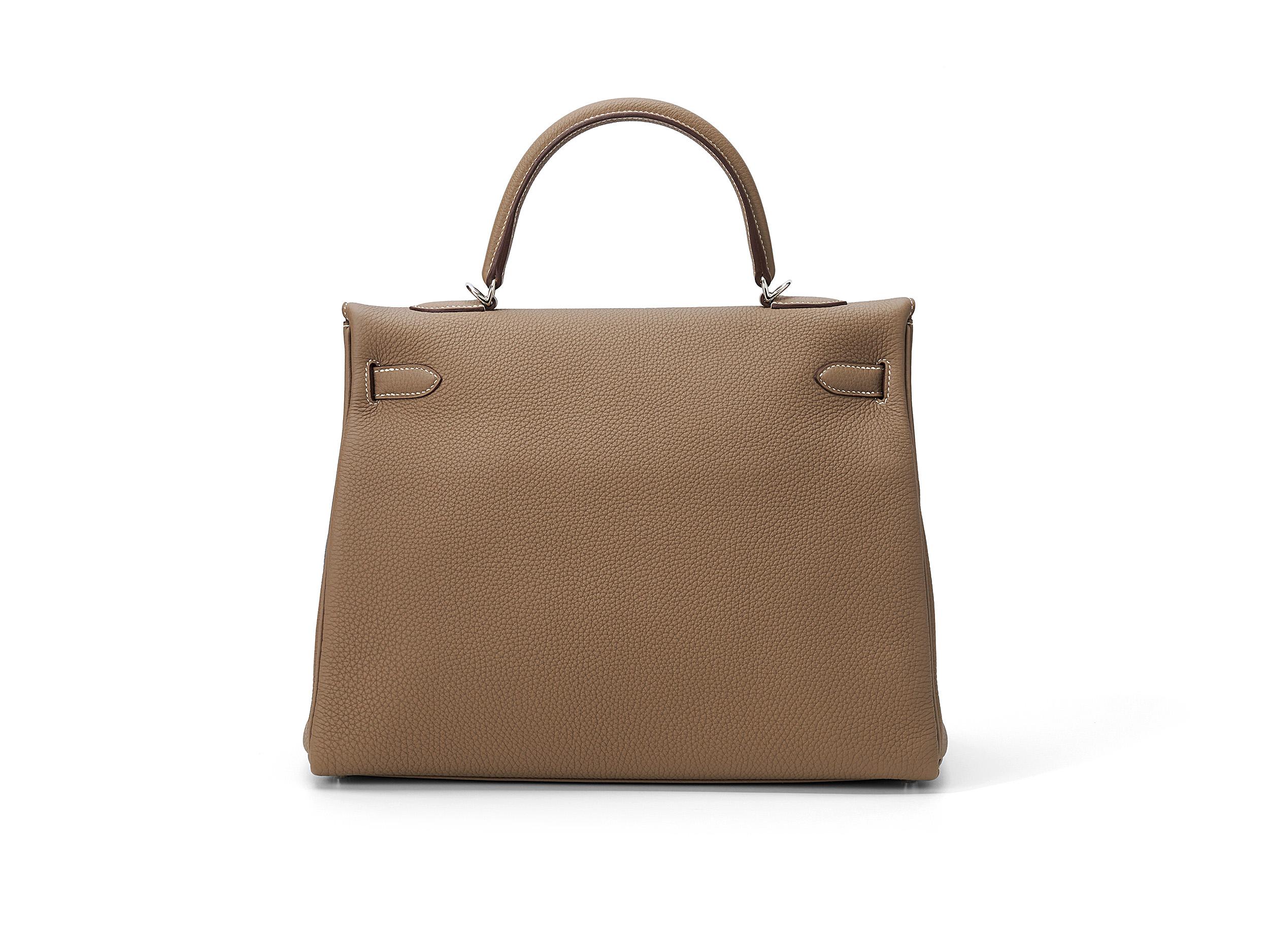 Hermès Kelly 35 Etoupe Togo Hardware Paladio Marrón en venta