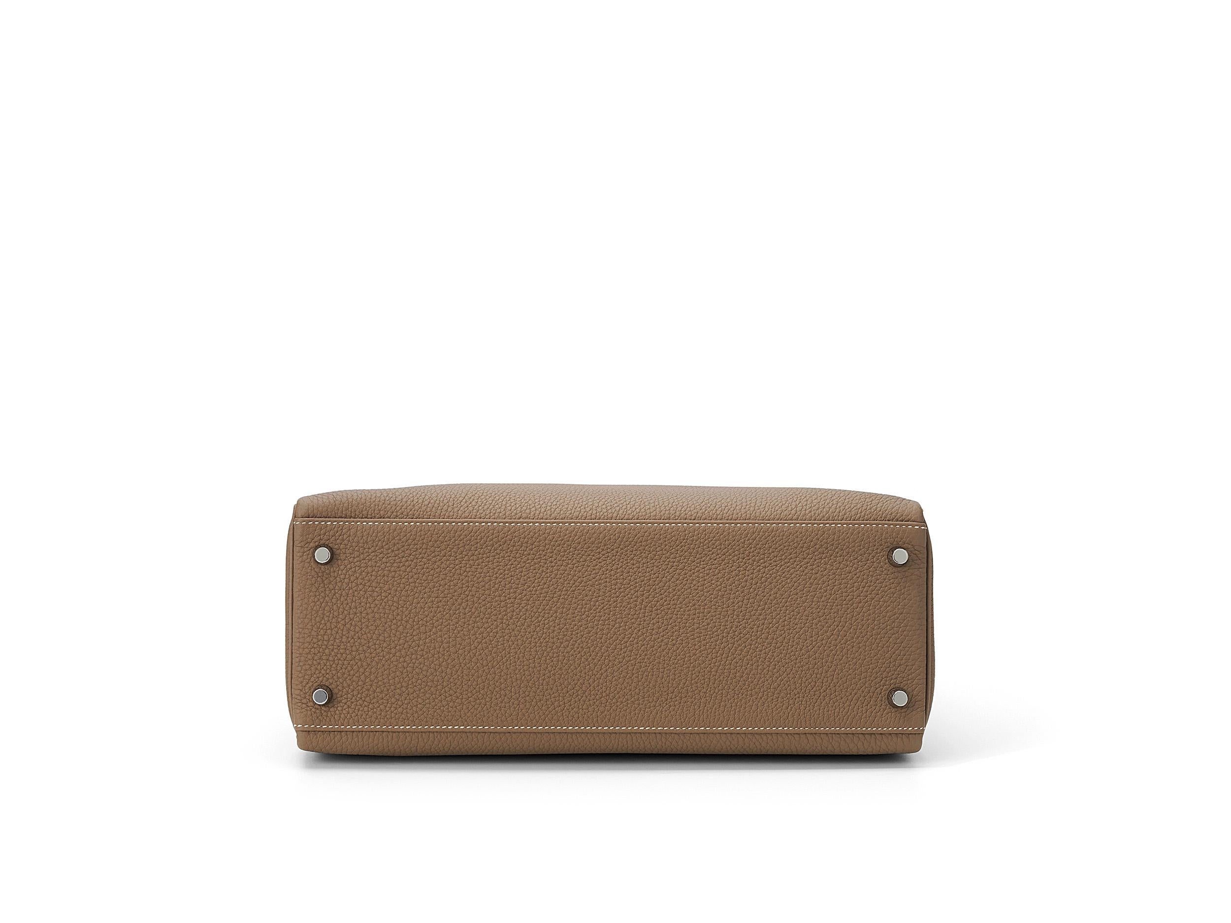 Hermès Kelly 35 Etoupe Togo Hardware Paladio en venta 3
