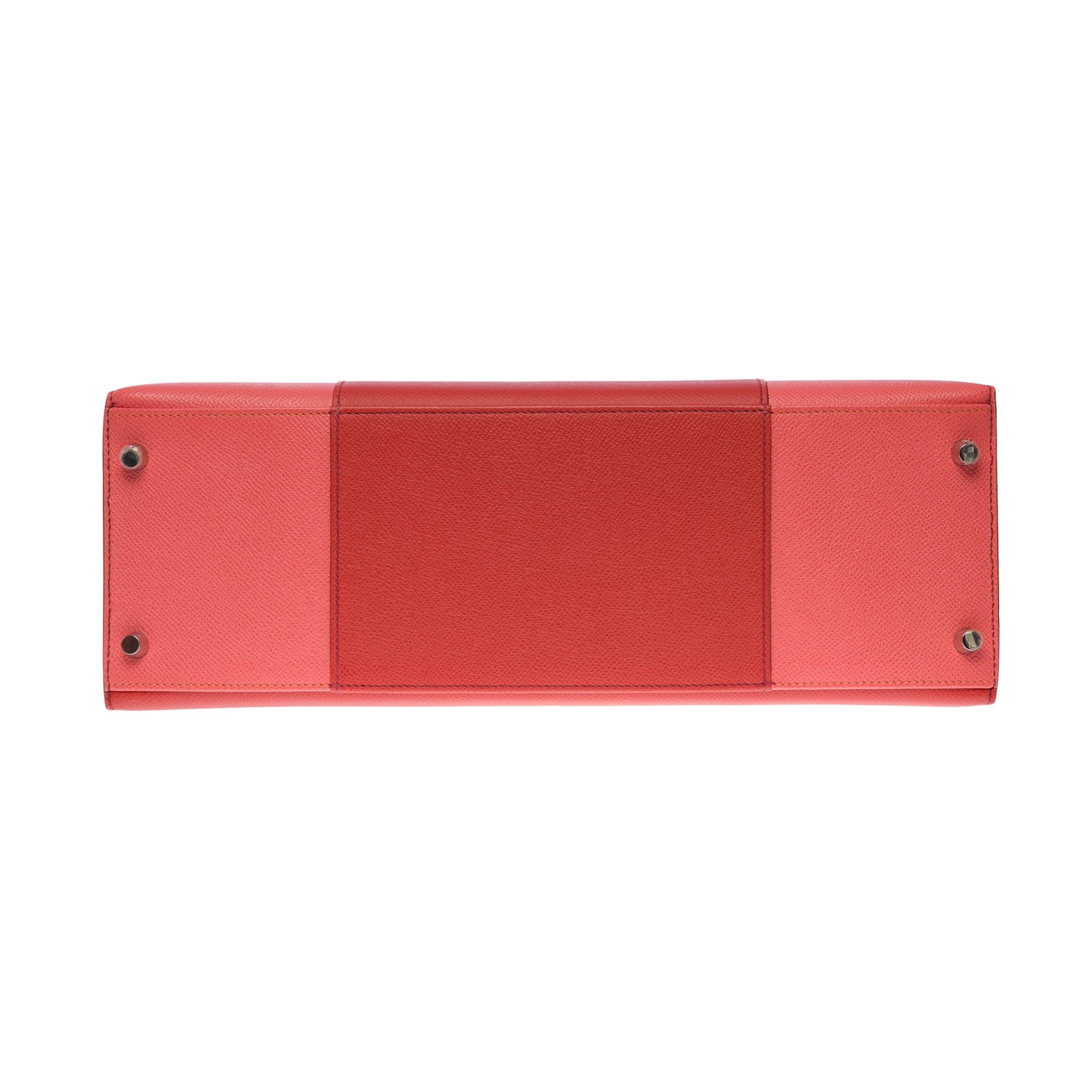 Hermès Kelly 35 Flag strap in Pink corail / Flamingo epsom leather, PHW 6