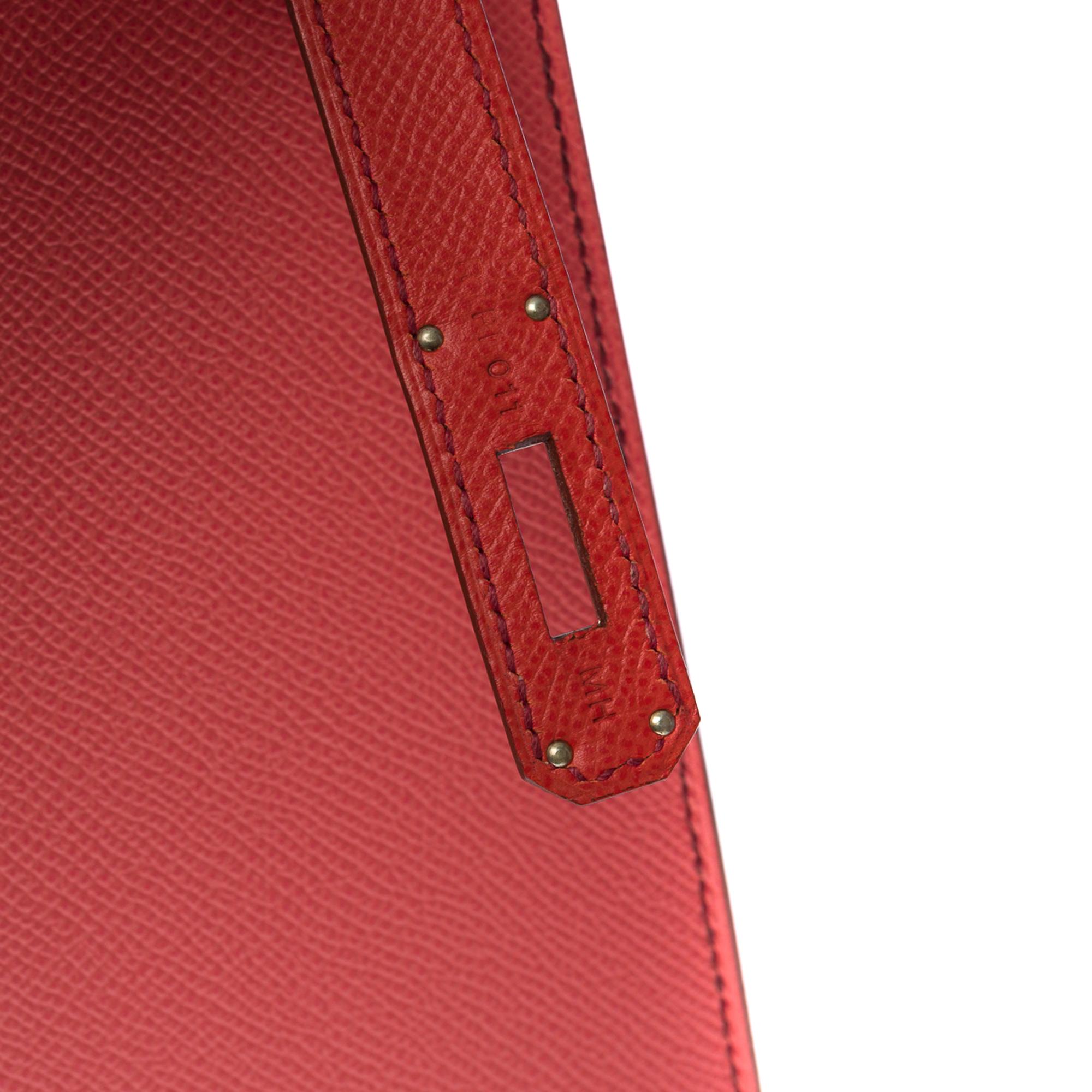 Hermès Kelly 35 Flag strap in Pink corail / Flamingo epsom leather, PHW 3