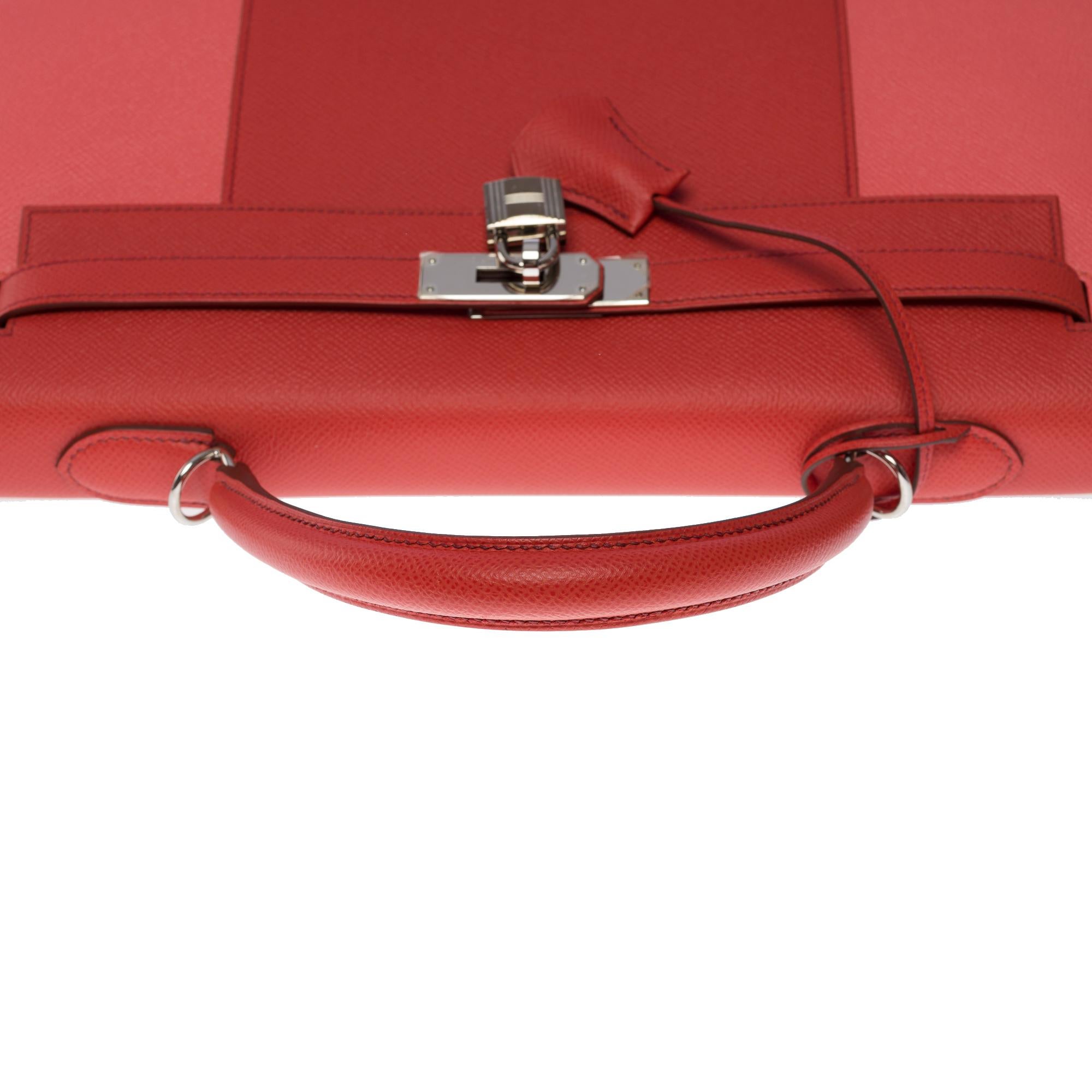 Hermès Kelly 35 Flag strap in Pink corail / Flamingo epsom leather, PHW 5