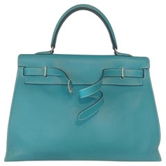 Hermès Kelly 35 Flat Blue Jeans Swift