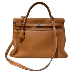 Hermes Kelly 35 Gold togo with palladium hardware bag