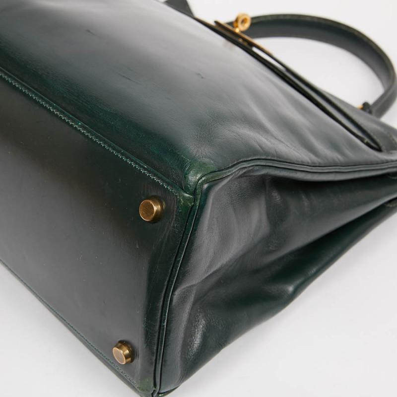HERMES Kelly 35 Green Box Leather 1