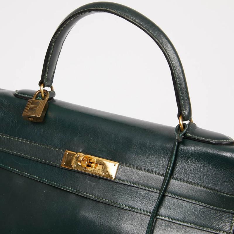 HERMES Kelly 35 Green Box Leather 3