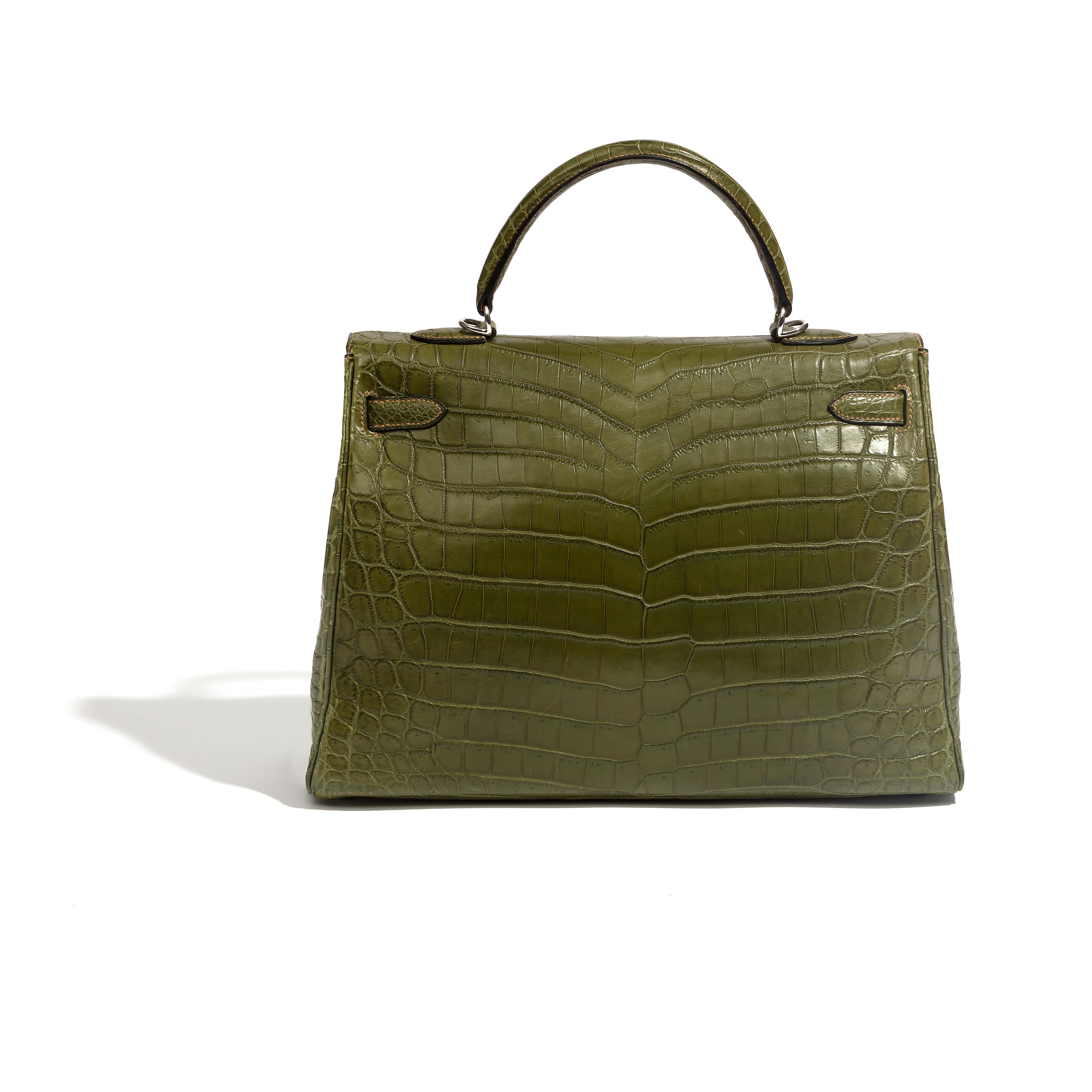 Women's or Men's Hermès Kelly 35 Green Niloticus PHW For Sale