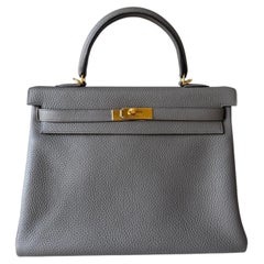 Hermès Kelly 35 Gris Etain Togo Gold Hardware