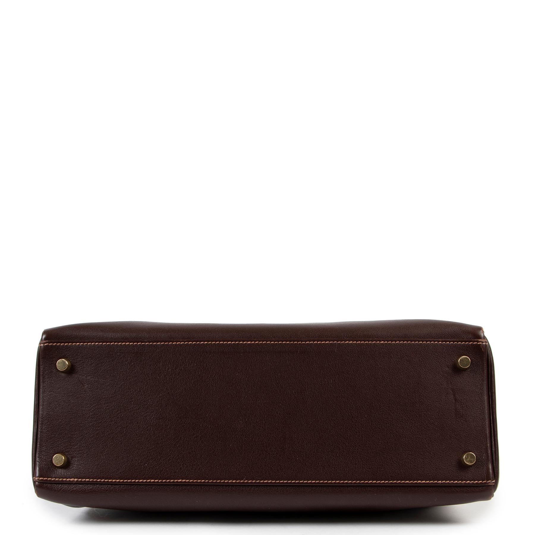 Hermès Kelly 35 Gulliver Leder Havane GHW im Angebot 1
