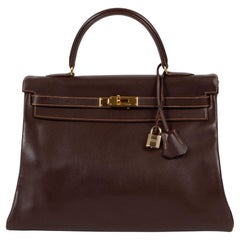 Hermès Kelly 35 Gulliver Leder Havane GHW